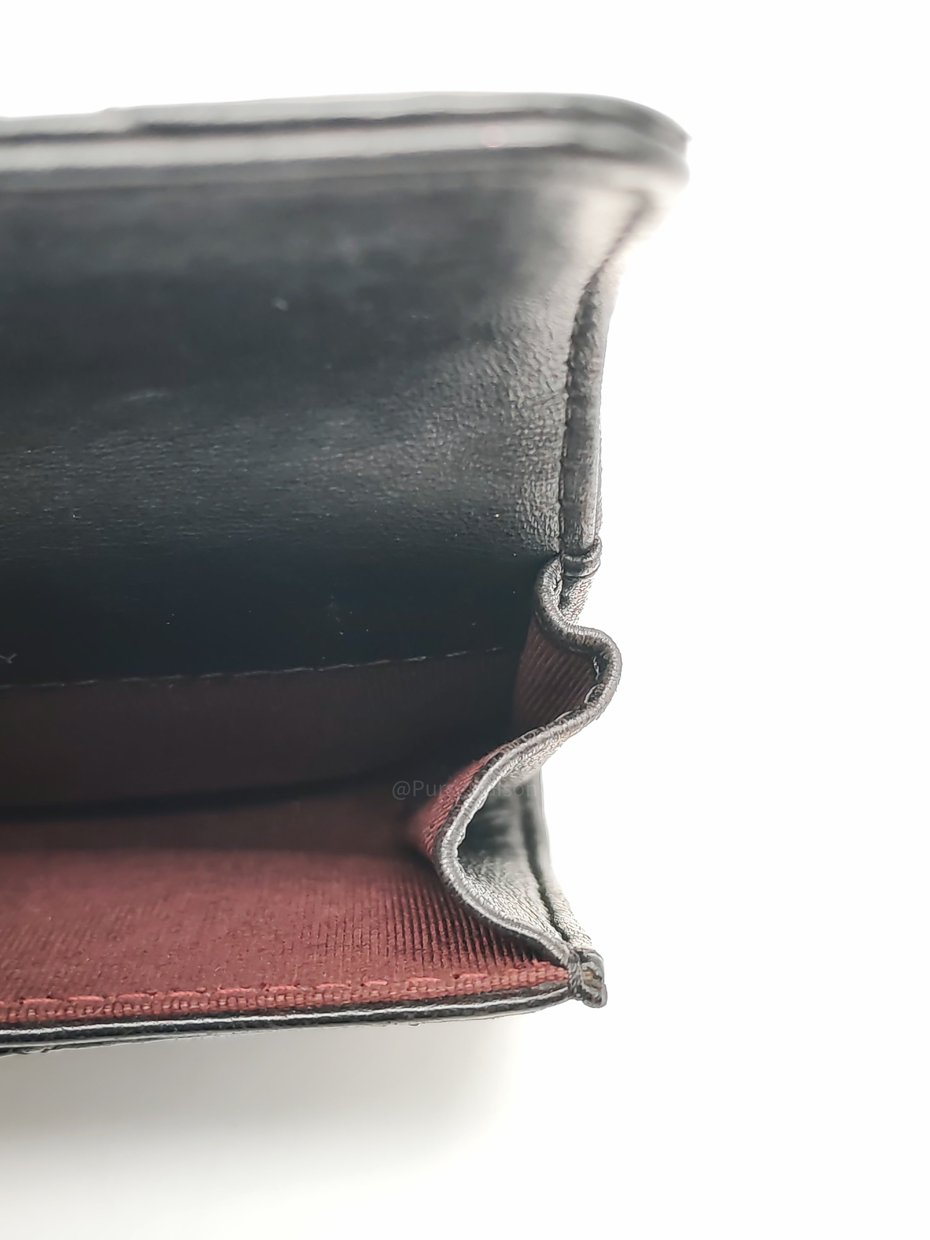 Chanel Classic Flap Card Holder in Black Quilted Calfskin Leather and Silver Hardware Series 22