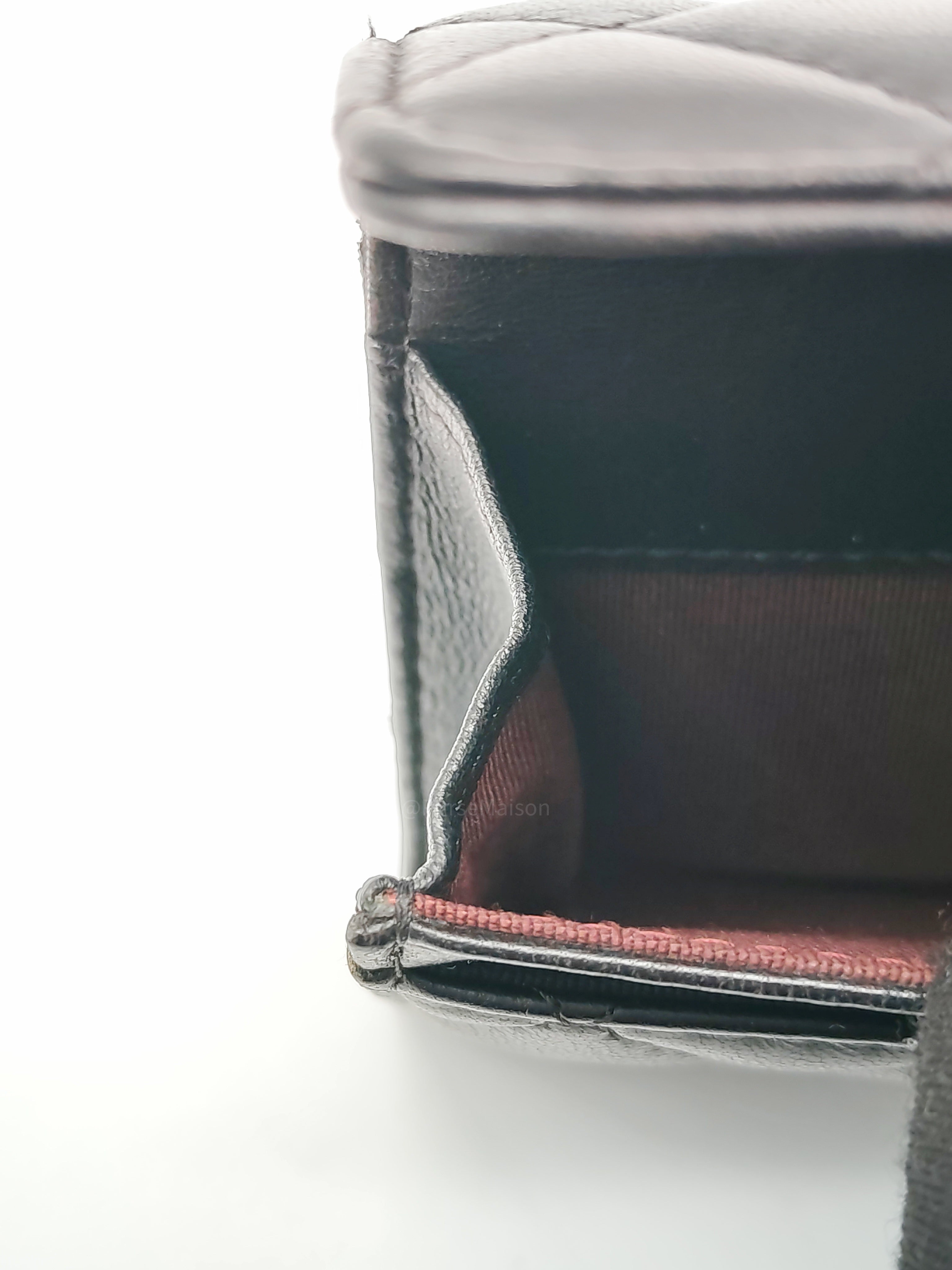 Chanel Classic Flap Card Holder in Black Quilted Calfskin Leather and Silver Hardware Series 22