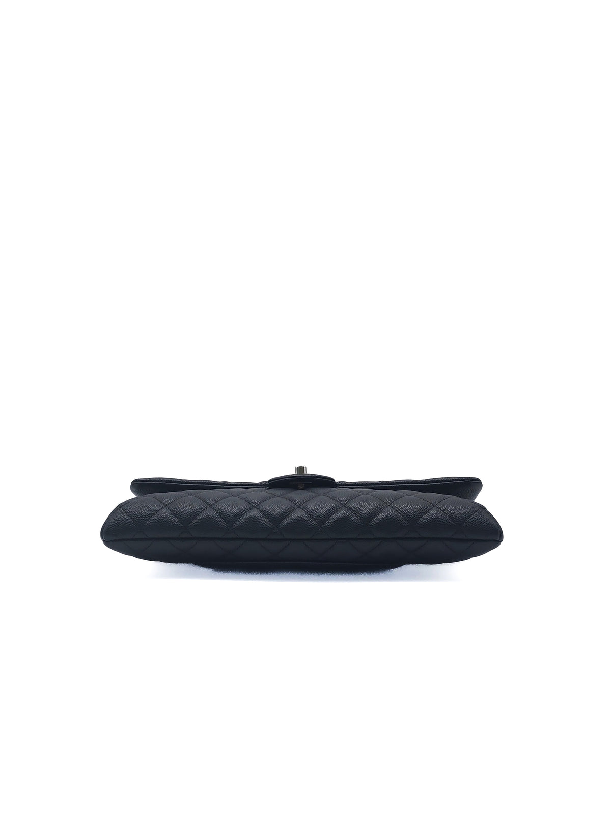Chanel Classic Flap Clutch in Black Quilted Caviar Leather and Silver Hardware Series 26