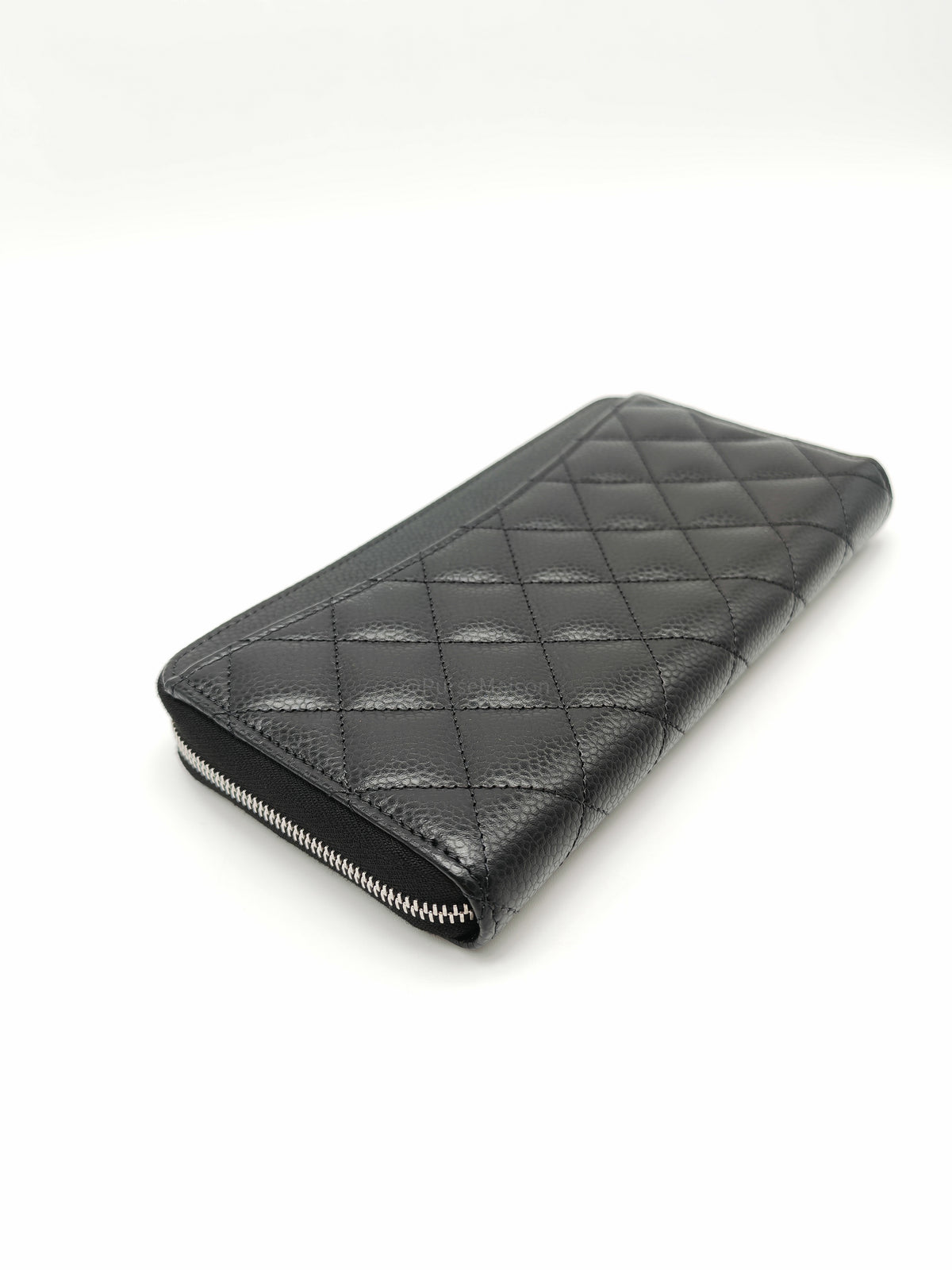 Chanel Classic Zip-Around Wallet in Black Caviar Leather and Silver Hardware Microchio (K1****0K)