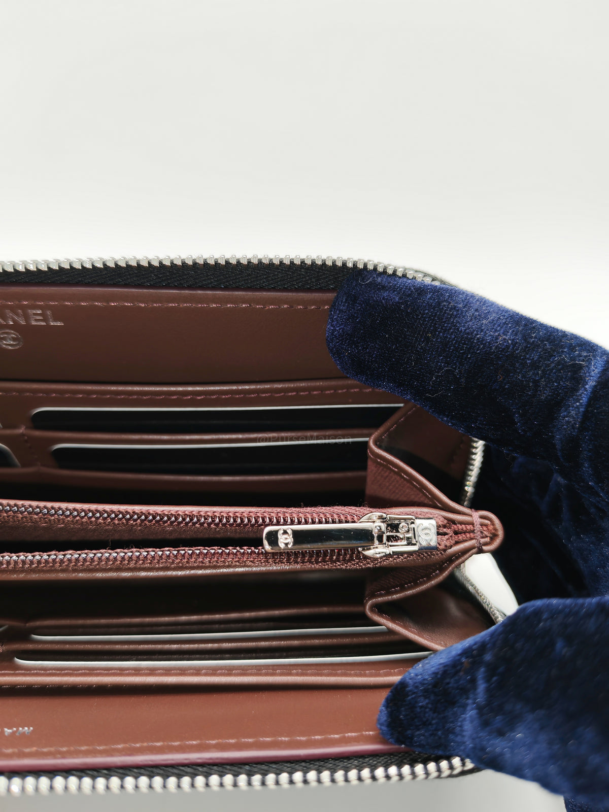 Chanel Classic Zip-Around Wallet in Black Caviar Leather and Silver Hardware Microchio (K1****0K)
