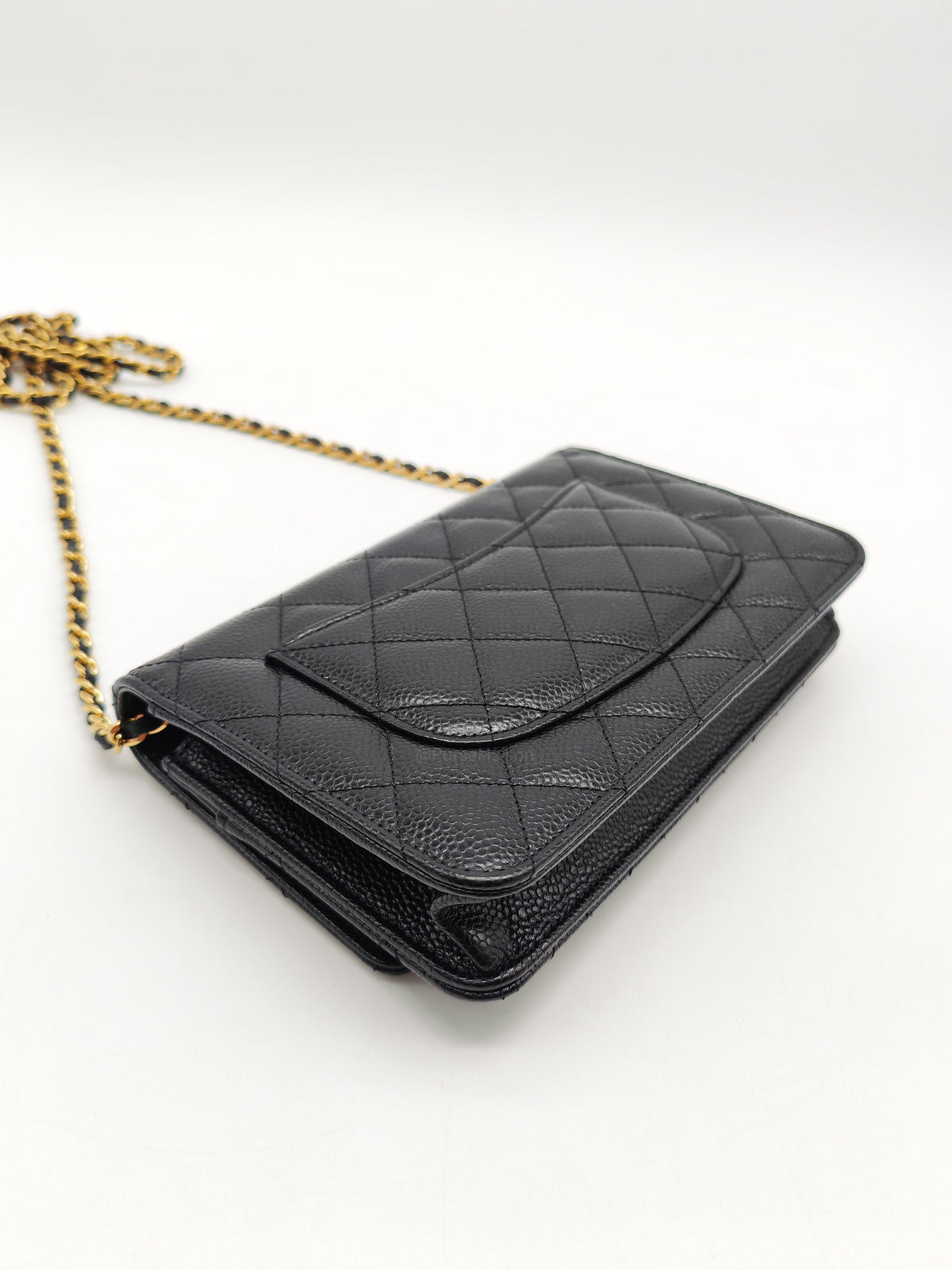 Chanel Classic Wallet on Chain (WOC) in Black Caviar Leather Gold Hardware Microchip(TG****E4)