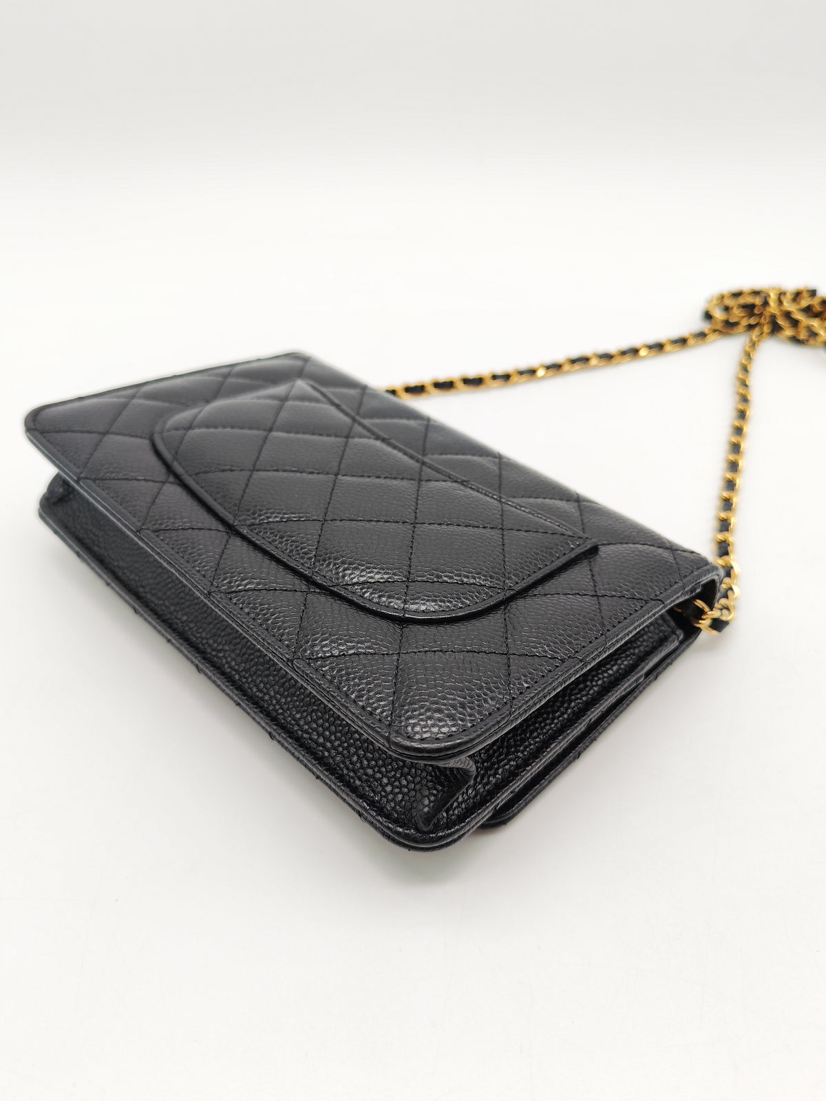 Chanel Classic Wallet on Chain (WOC) in Black Caviar Leather Gold Hardware Microchip(TG****E4)