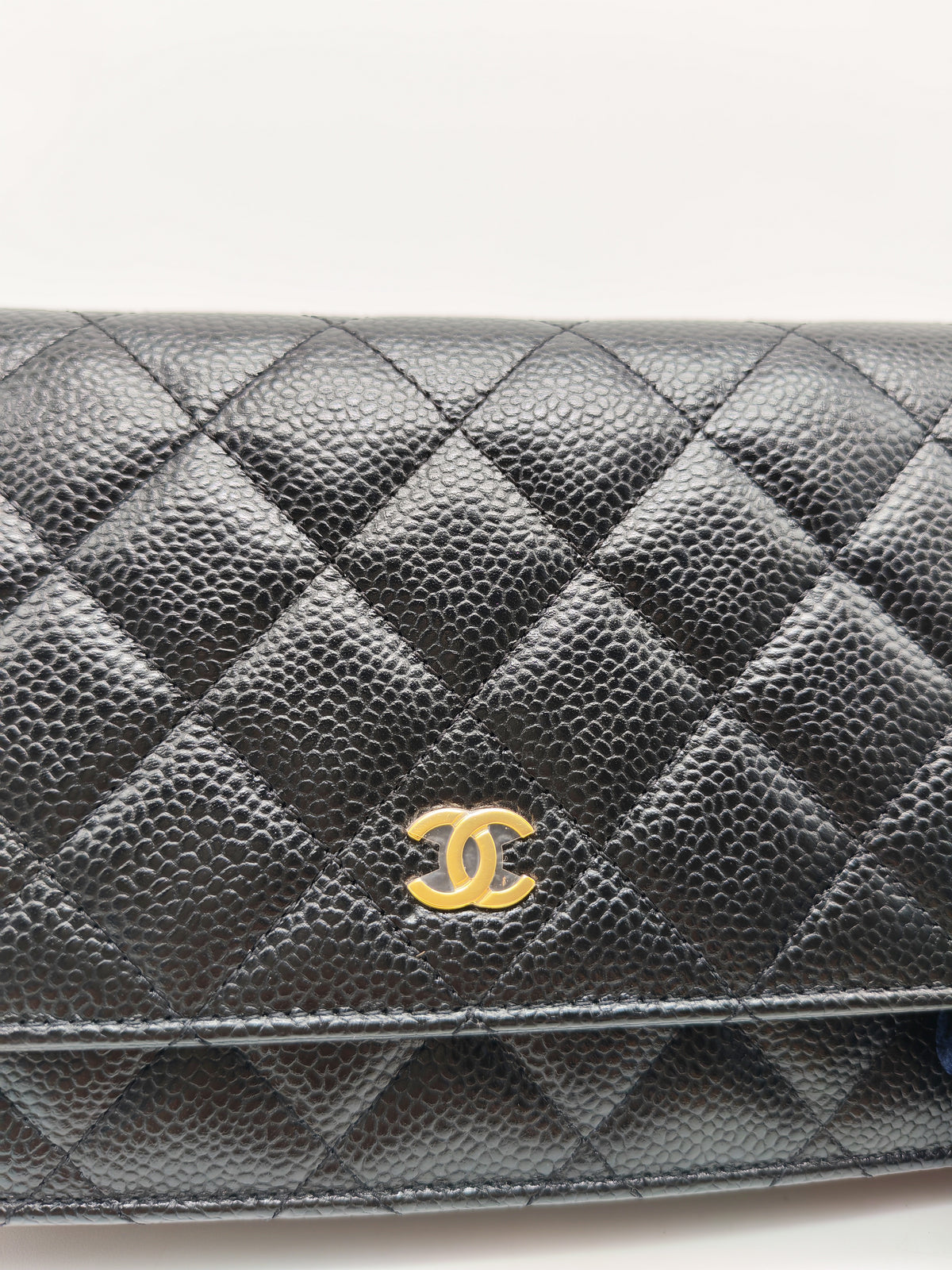 Chanel Classic Wallet on Chain (WOC) in Black Caviar Leather Gold Hardware Microchip(TG****E4)