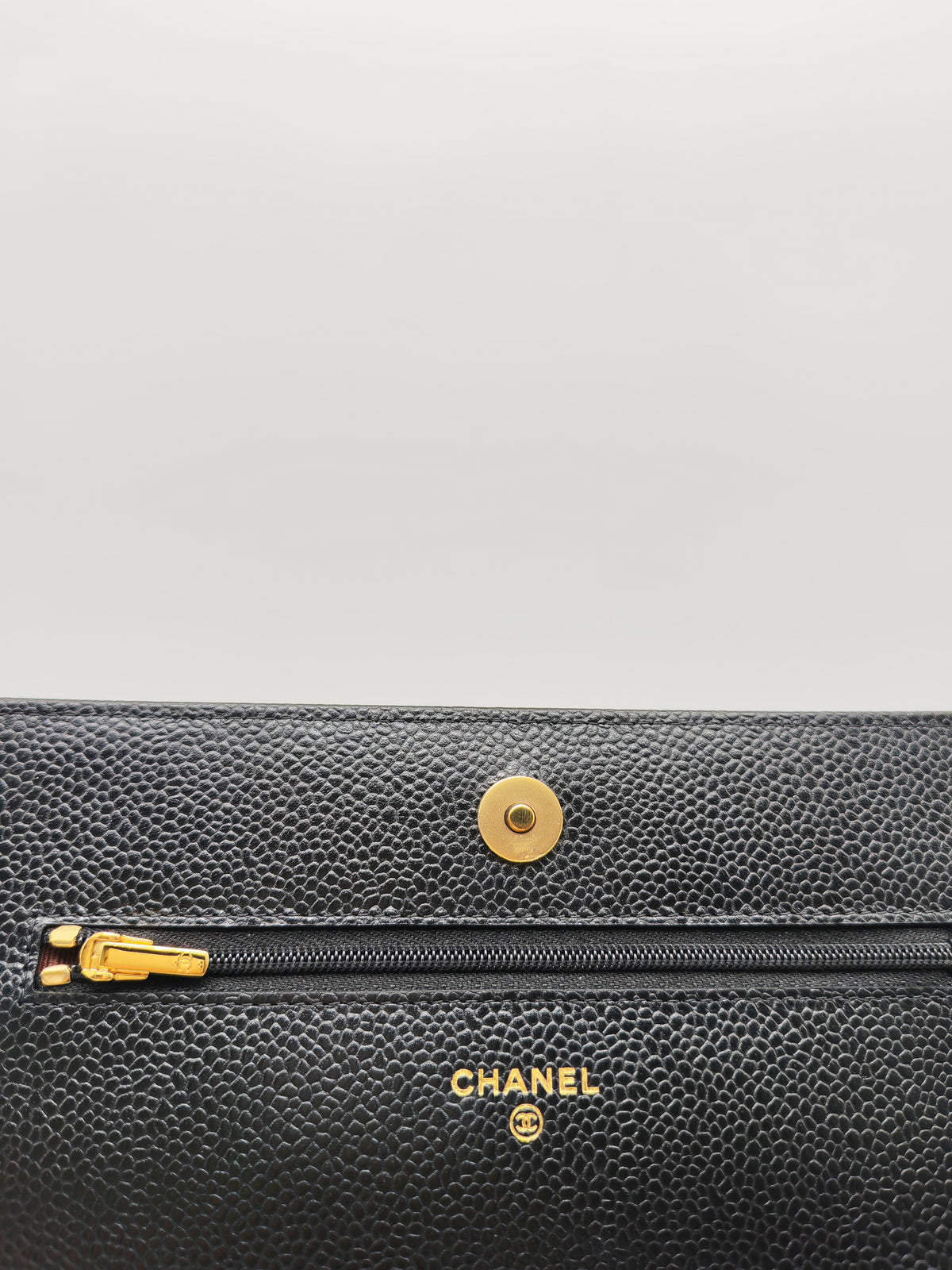 Chanel Classic Wallet on Chain (WOC) in Black Caviar Leather Gold Hardware Microchip(TG****E4)