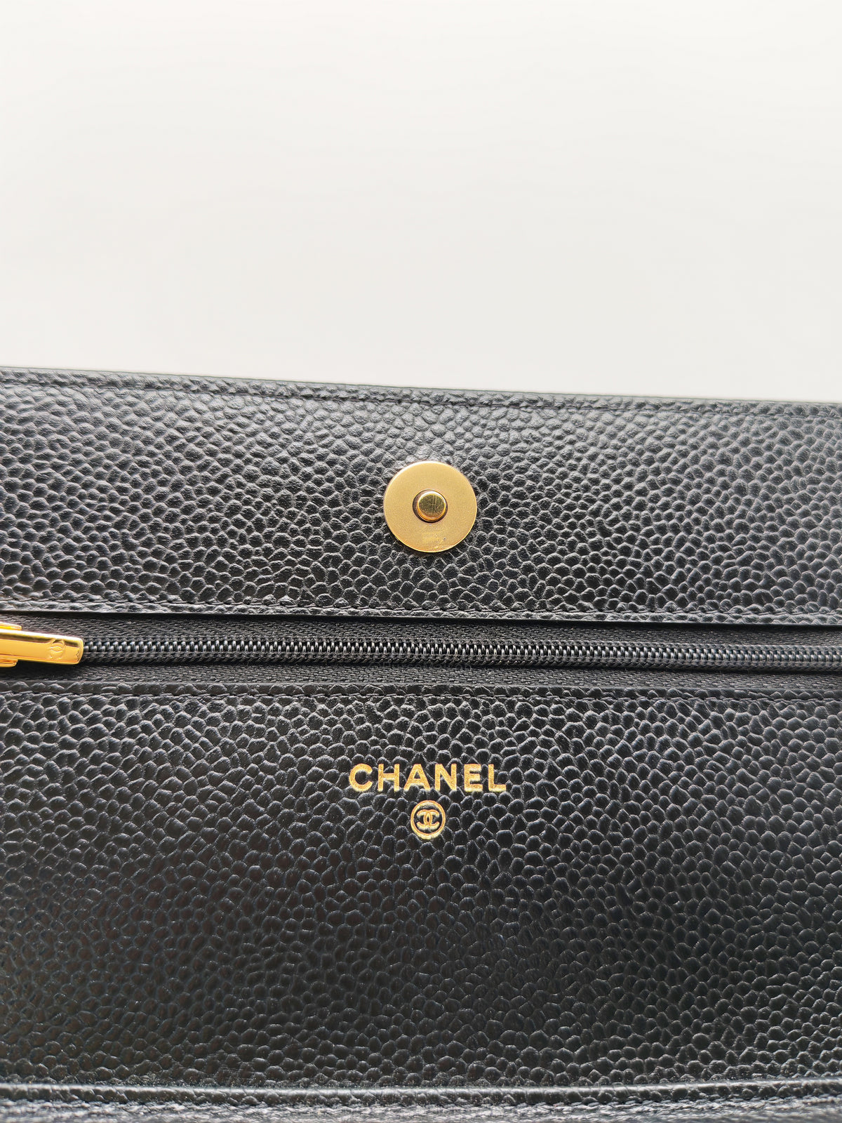 Chanel Classic Wallet on Chain (WOC) in Black Caviar Leather Gold Hardware Microchip(TG****E4)