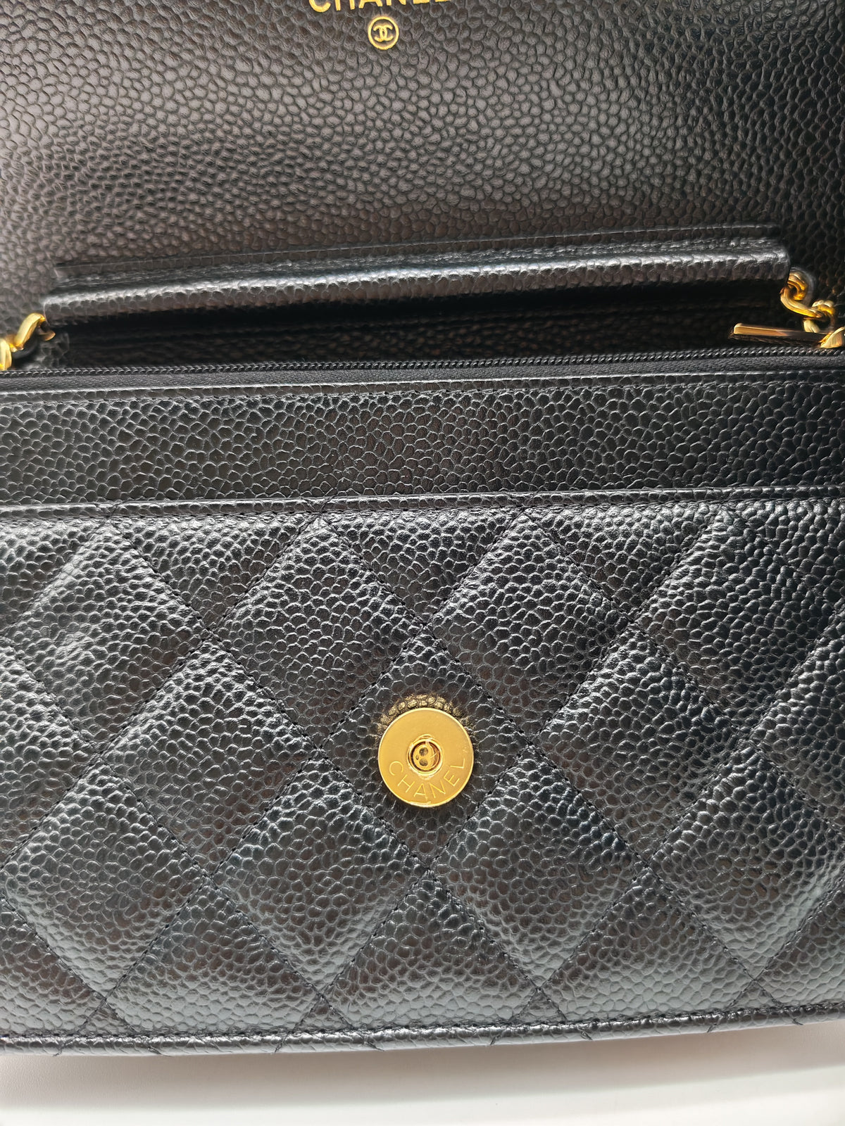 Chanel Classic Wallet on Chain (WOC) in Black Caviar Leather Gold Hardware Microchip(TG****E4)