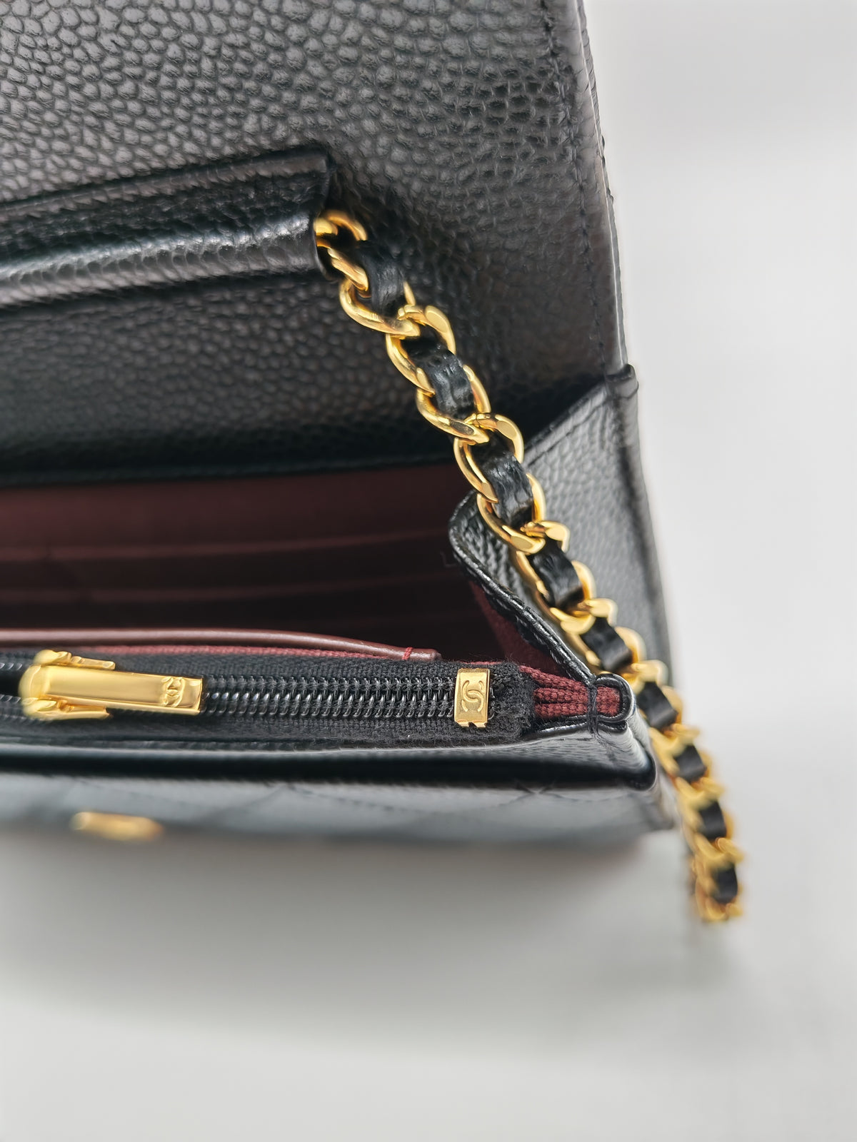 Chanel Classic Wallet on Chain (WOC) in Black Caviar Leather Gold Hardware Microchip(TG****E4)