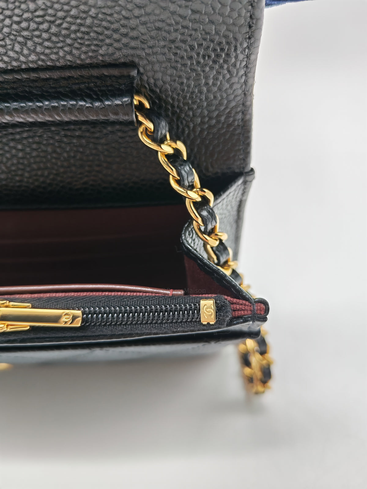 Chanel Classic Wallet on Chain (WOC) in Black Caviar Leather Gold Hardware Microchip(TG****E4)