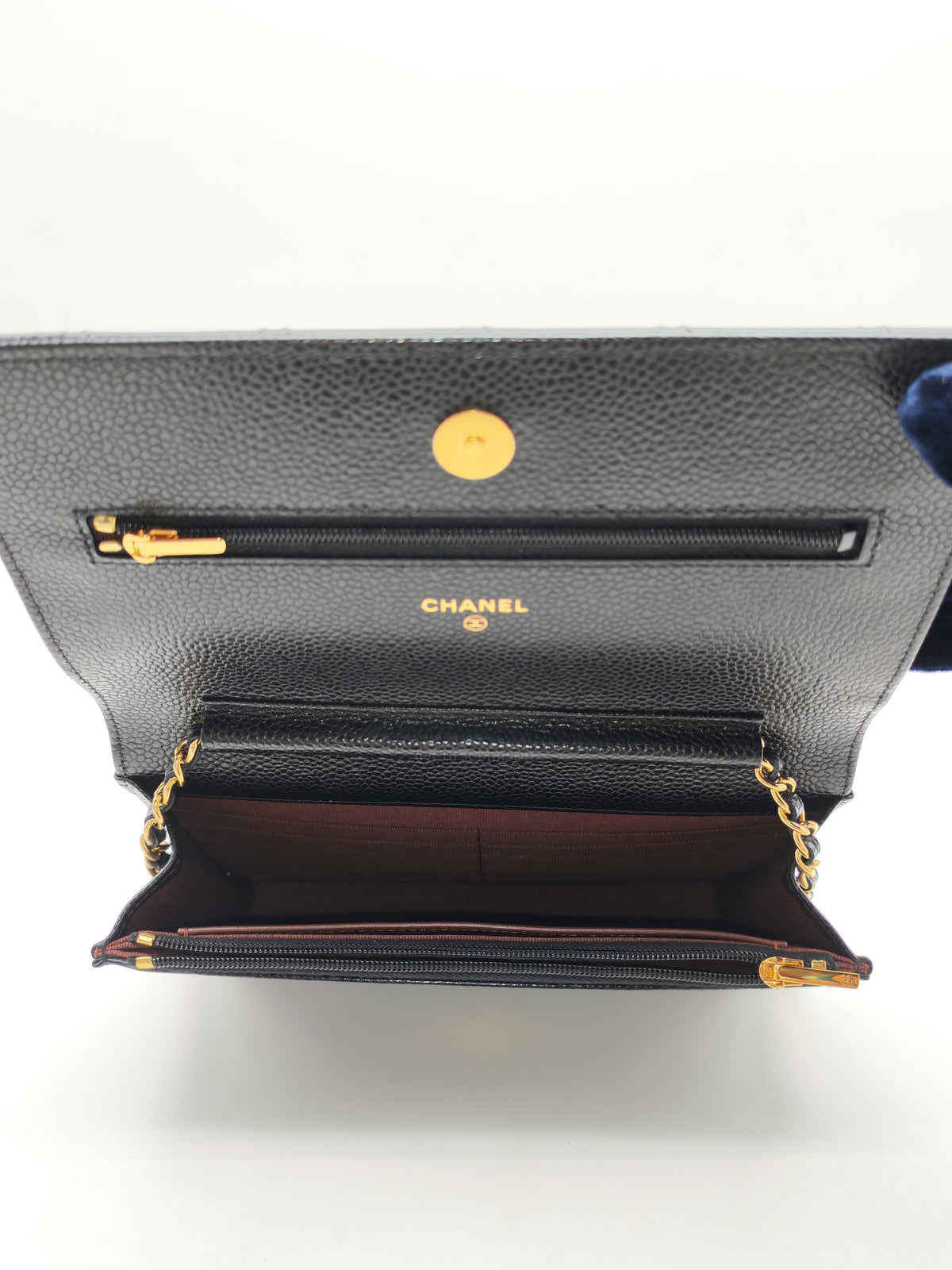 Chanel Classic Wallet on Chain (WOC) in Black Caviar Leather Gold Hardware Microchip(TG****E4)