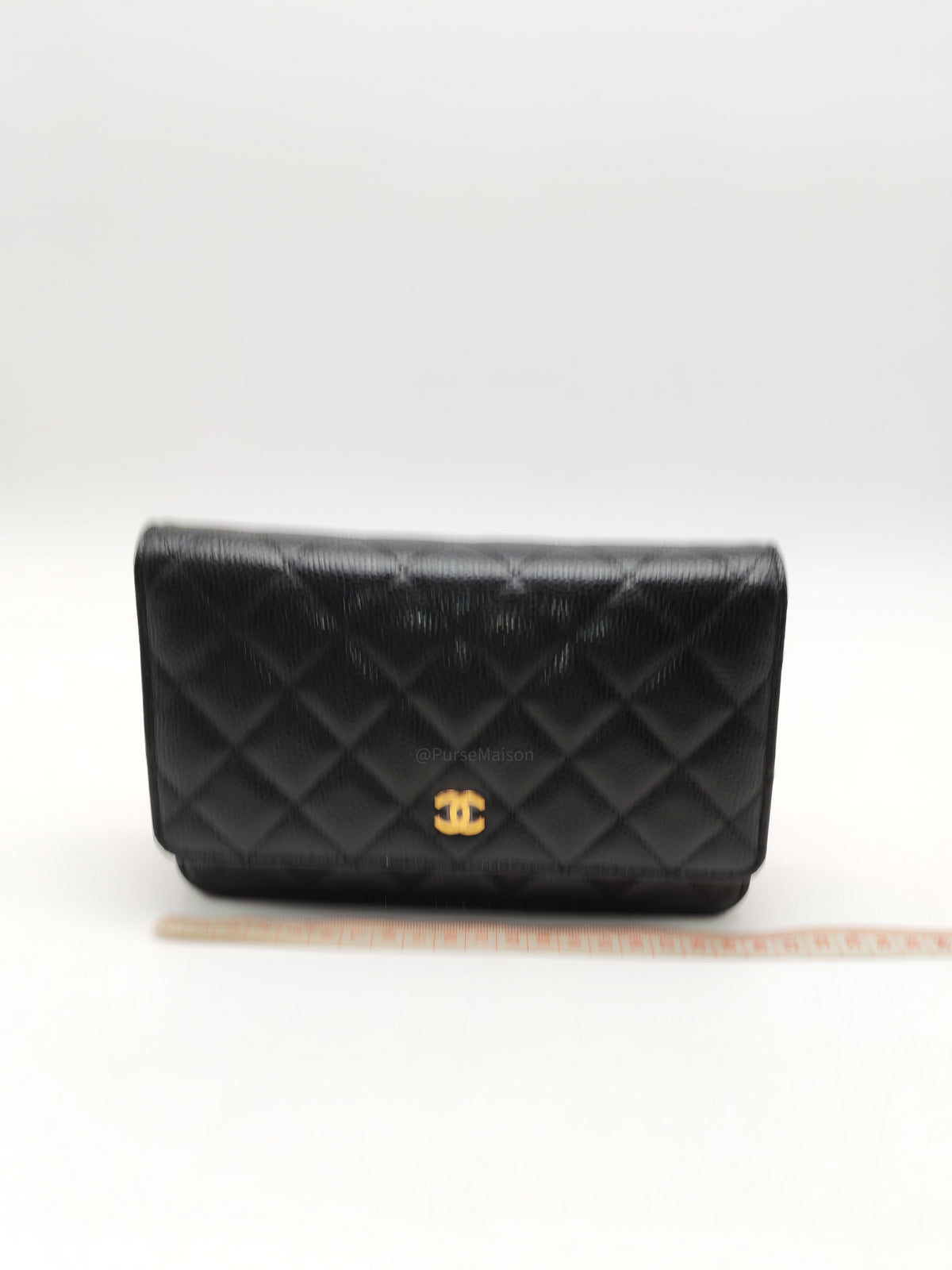 Chanel Classic Wallet on Chain (WOC) in Black Caviar Leather Gold Hardware Microchip(TG****E4)
