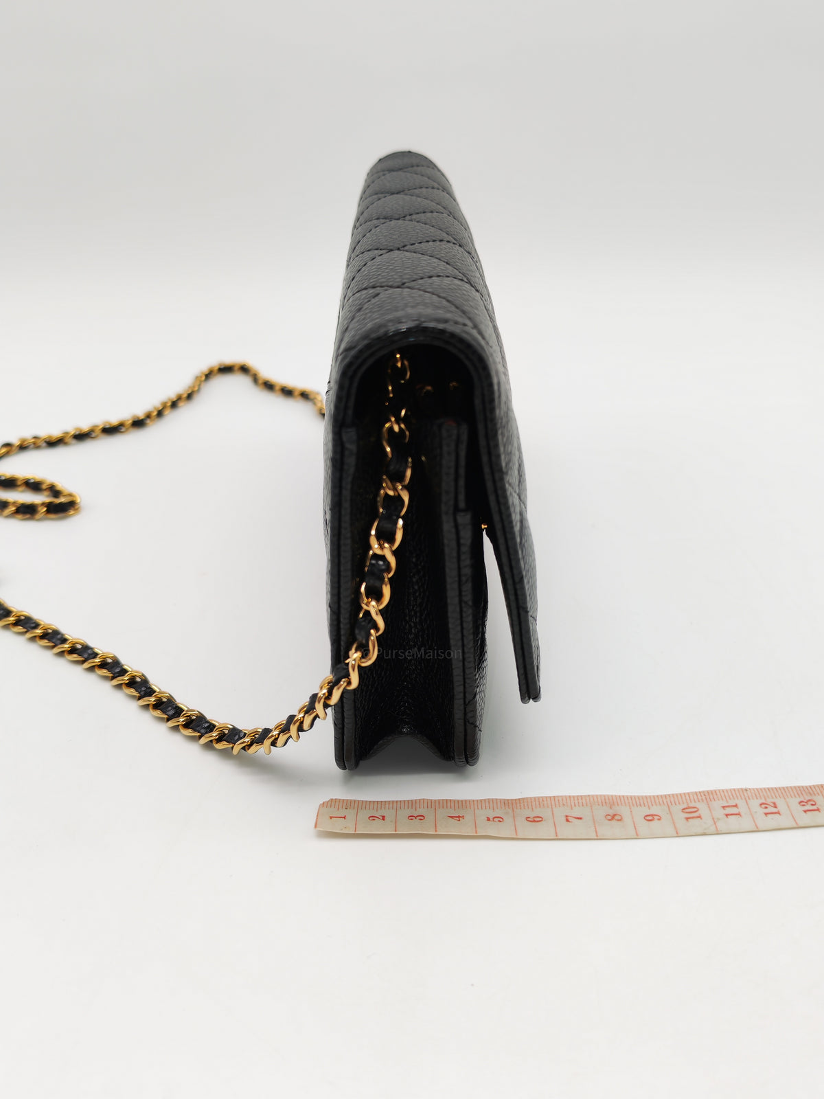 Chanel Classic Wallet on Chain (WOC) in Black Caviar Leather Gold Hardware Microchip(TG****E4)