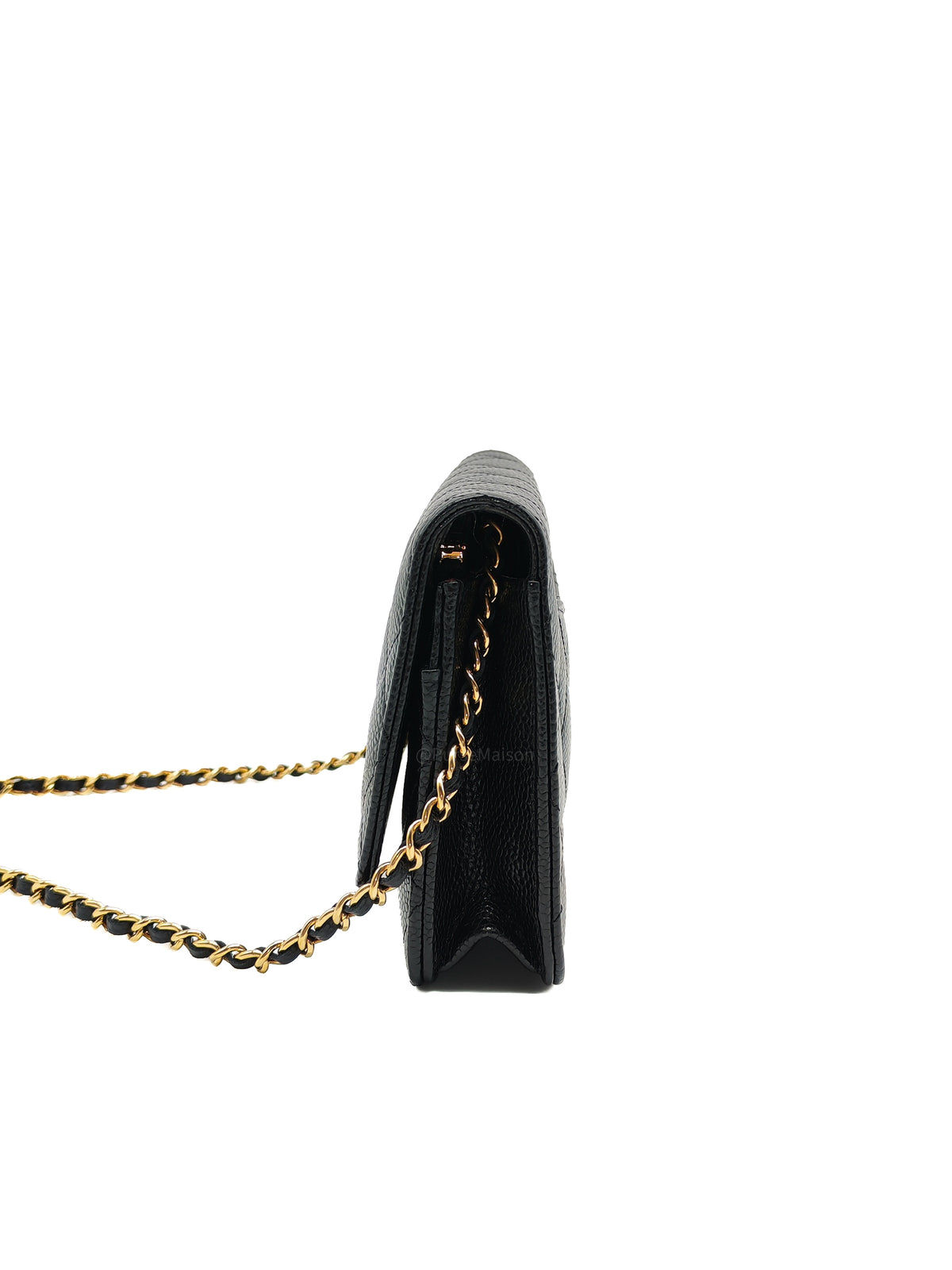 Chanel Classic Wallet on Chain (WOC) in Black Caviar Leather Gold Hardware Microchip(TG****E4)