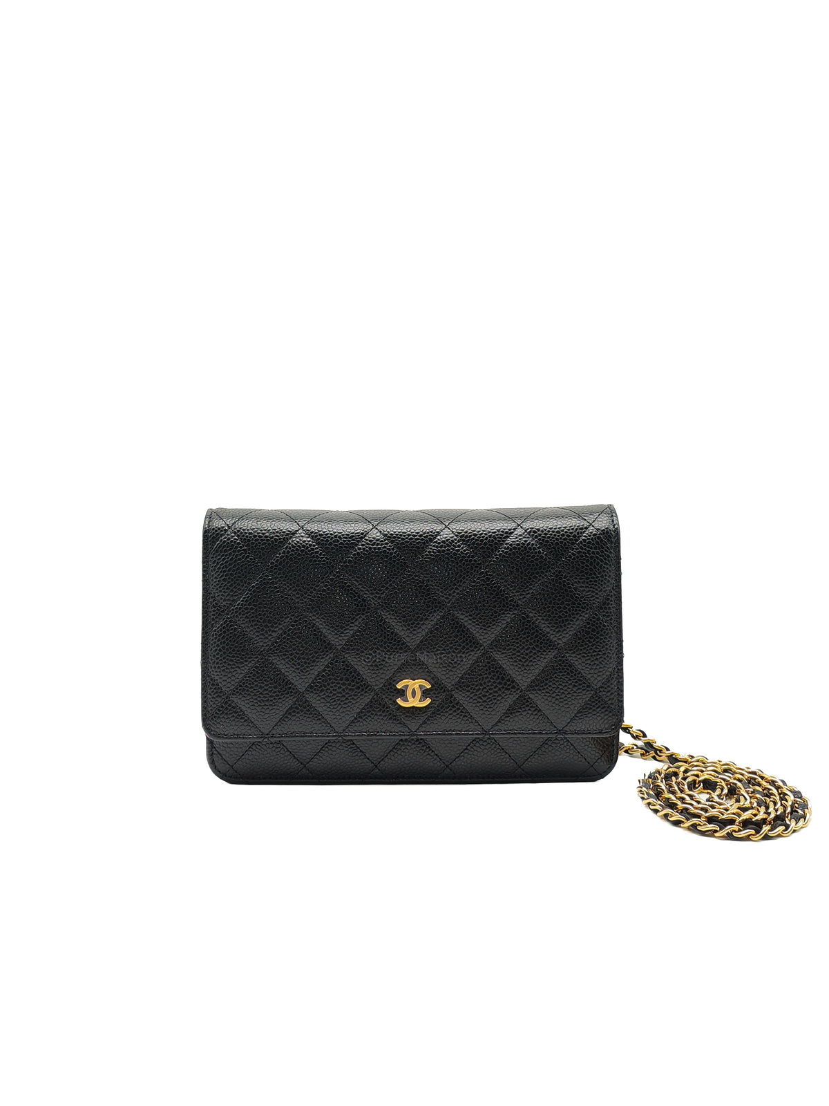 Chanel Classic Wallet on Chain (WOC) in Black Caviar Leather Gold Hardware Microchip(TG****E4)