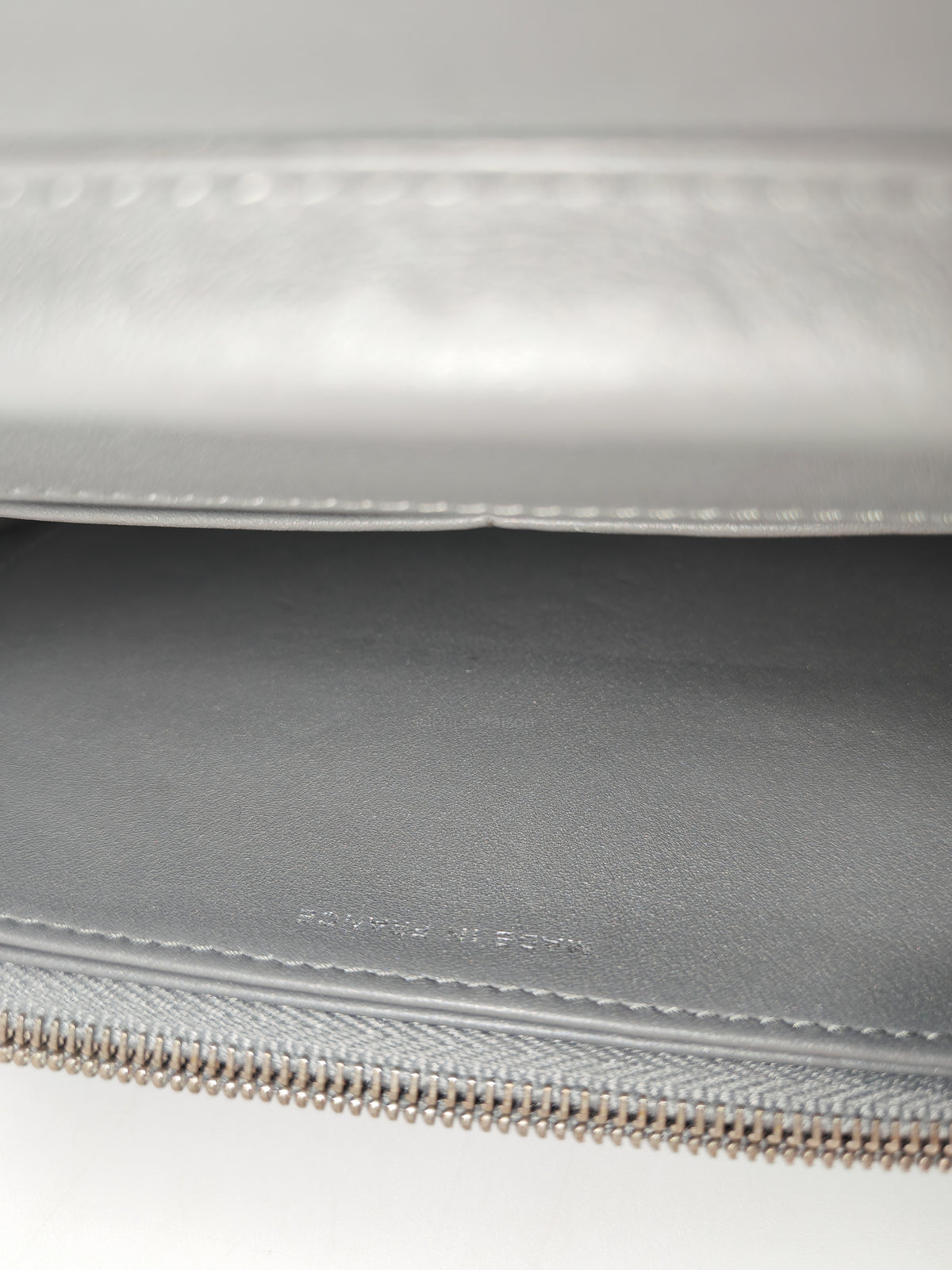 Chanel Classic Wallet on Chain (WOC) in Metallic Gray Alligator Leather and Silver Hardware Series 25