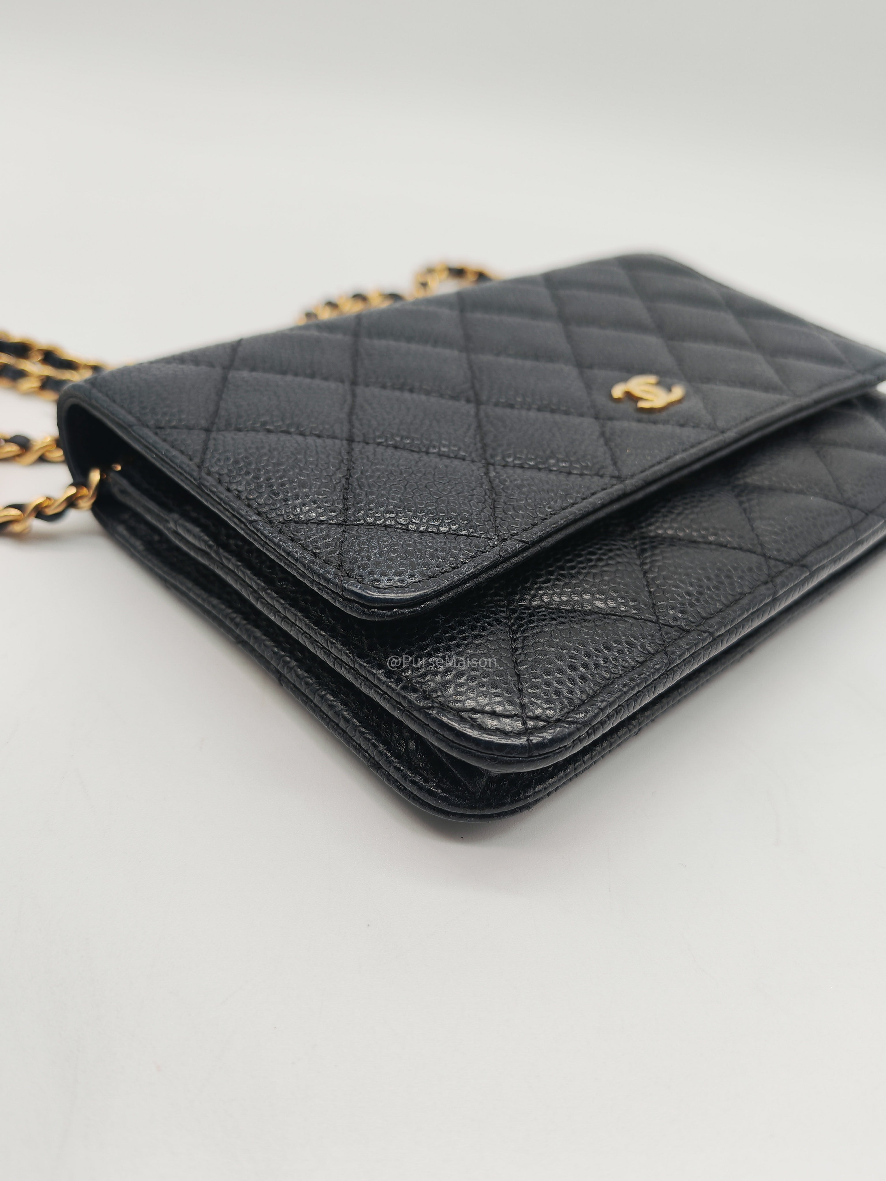 Chanel Classic Wallet on Chain in Black Caviar Leather and Gold Hardware Series 29
