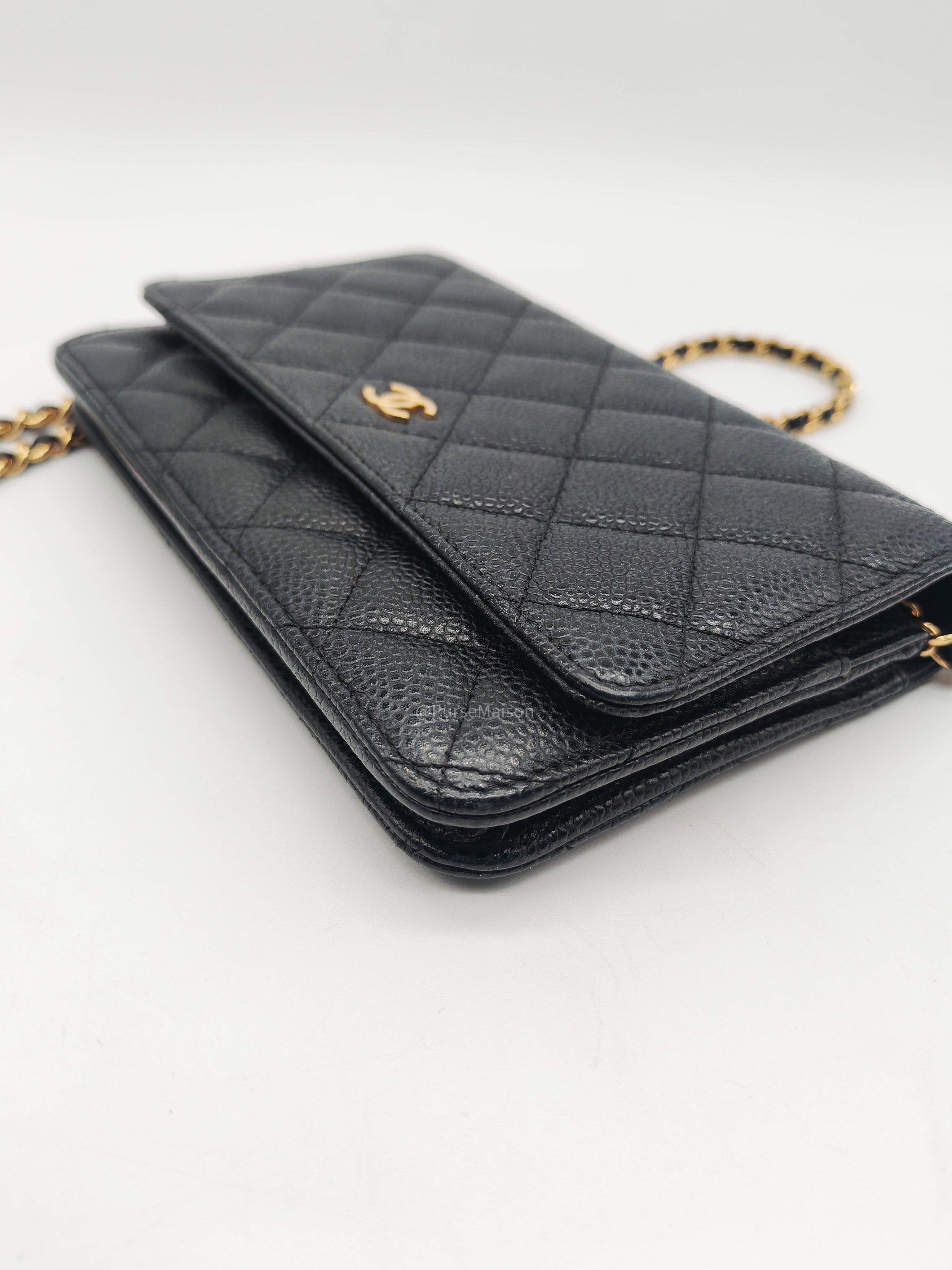 Chanel Classic Wallet on Chain in Black Caviar Leather and Gold Hardware Series 29