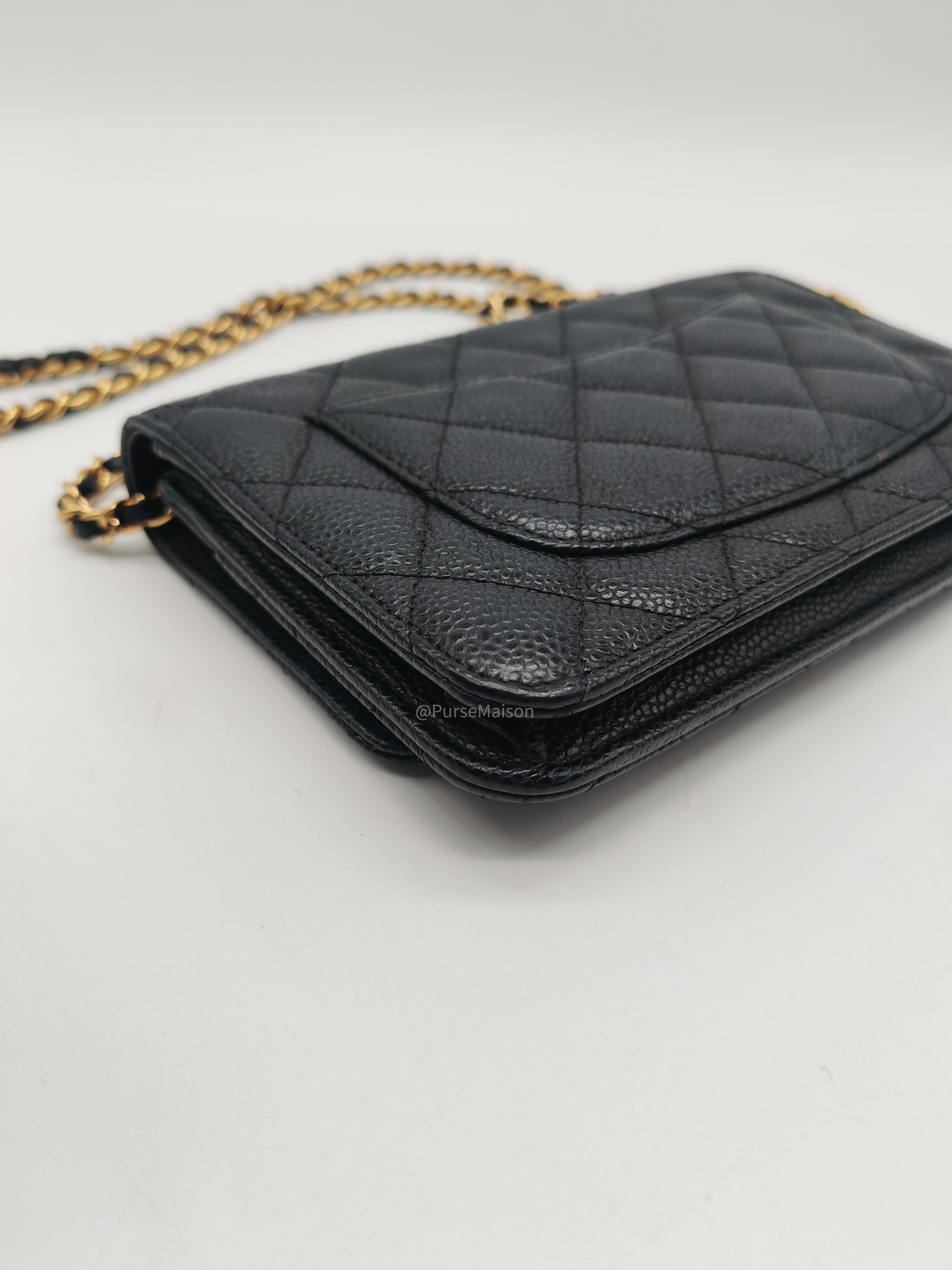 Chanel Classic Wallet on Chain in Black Caviar Leather and Gold Hardware Series 29