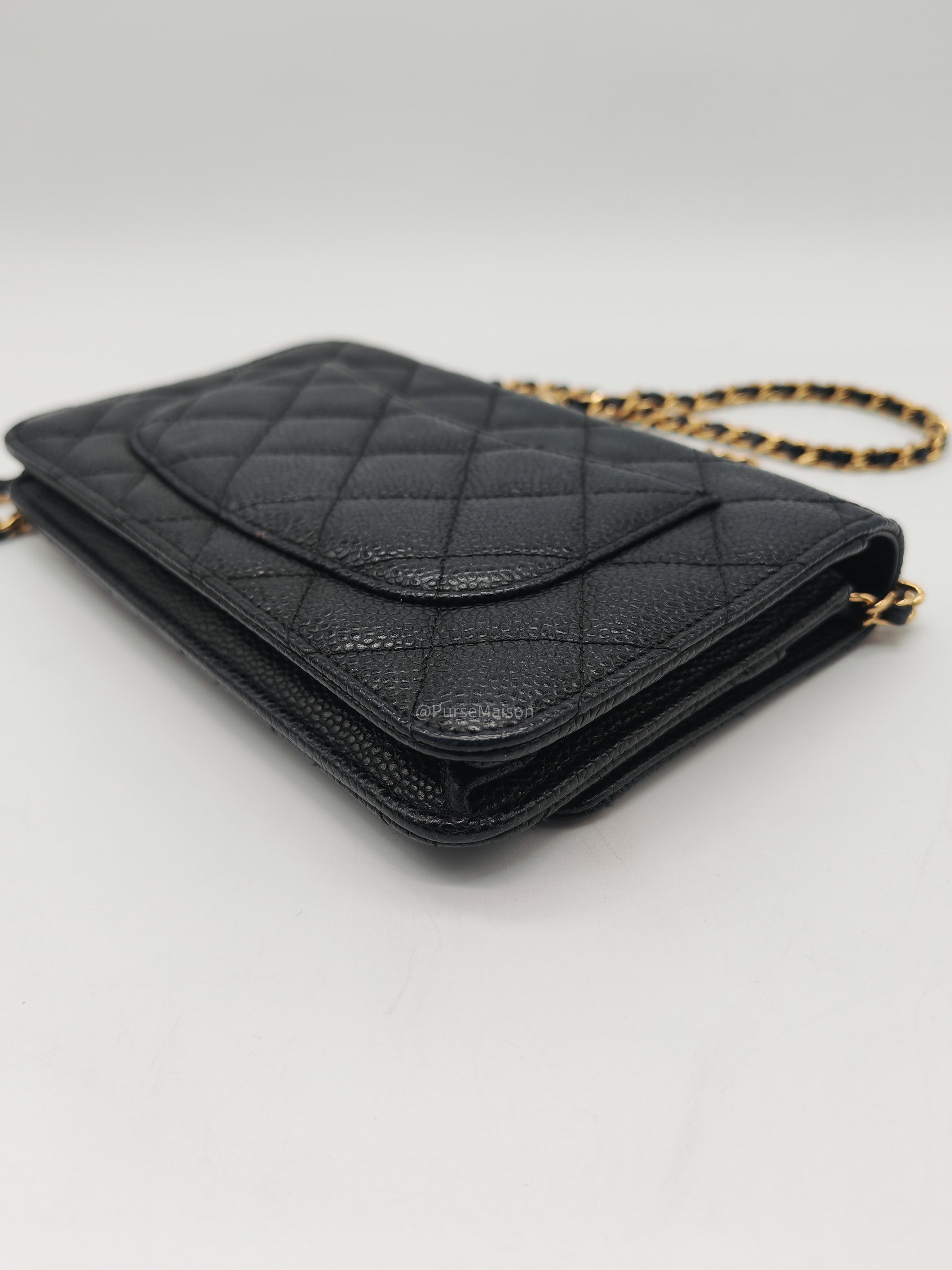 Chanel Classic Wallet on Chain in Black Caviar Leather and Gold Hardware Series 29