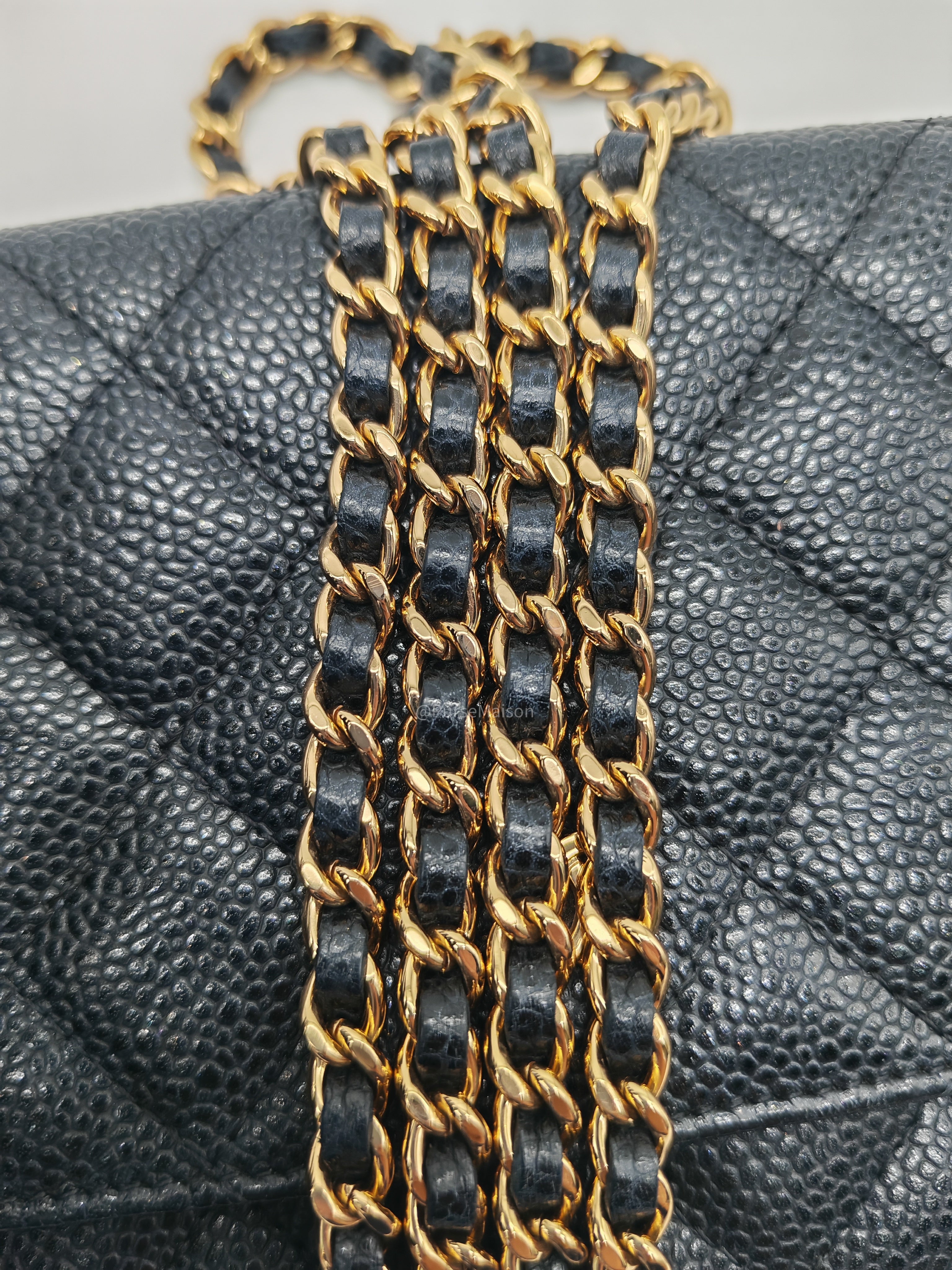 Chanel Classic Wallet on Chain in Black Caviar Leather and Gold Hardware Series 29