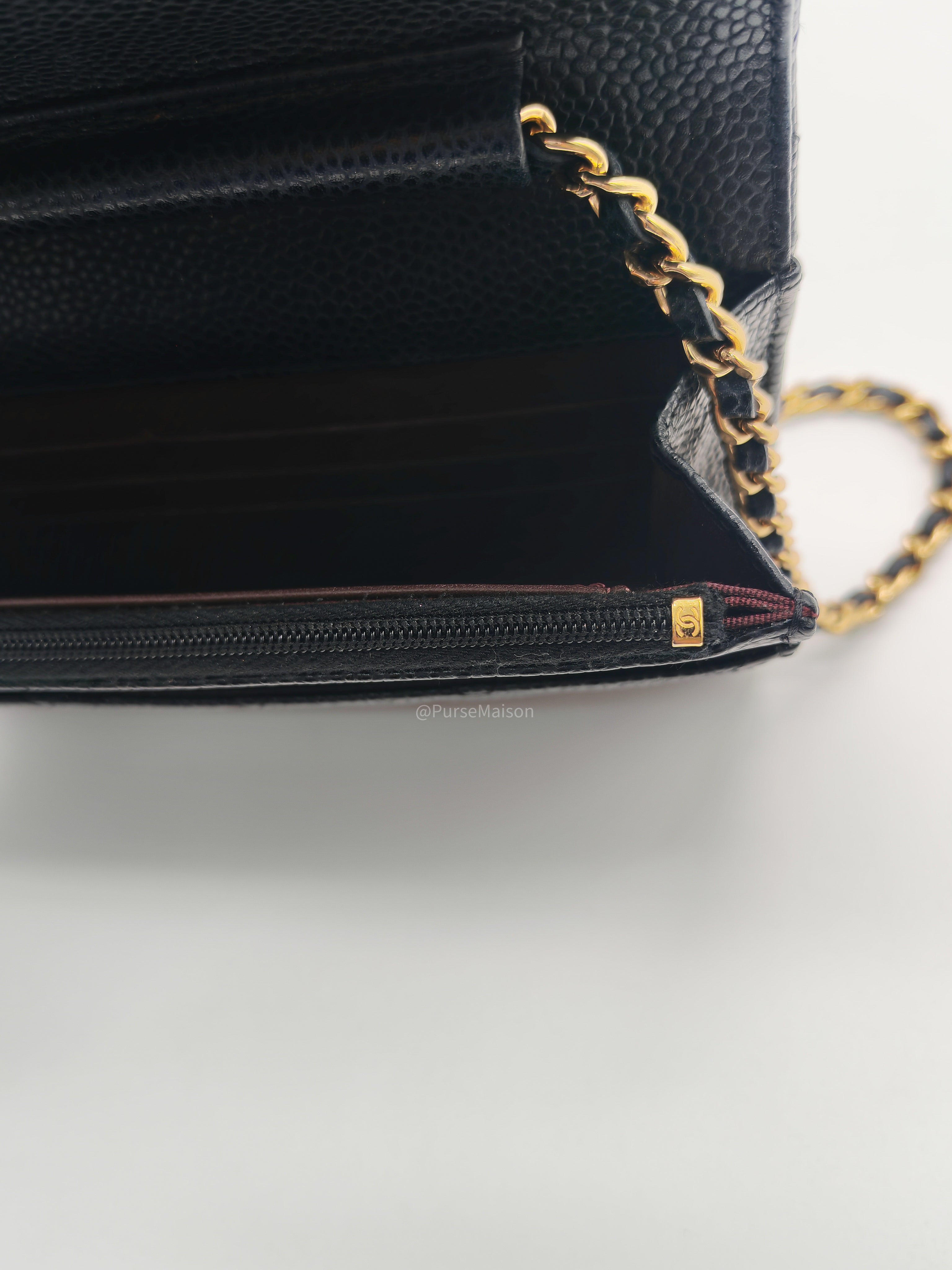Chanel Classic Wallet on Chain in Black Caviar Leather and Gold Hardware Series 29