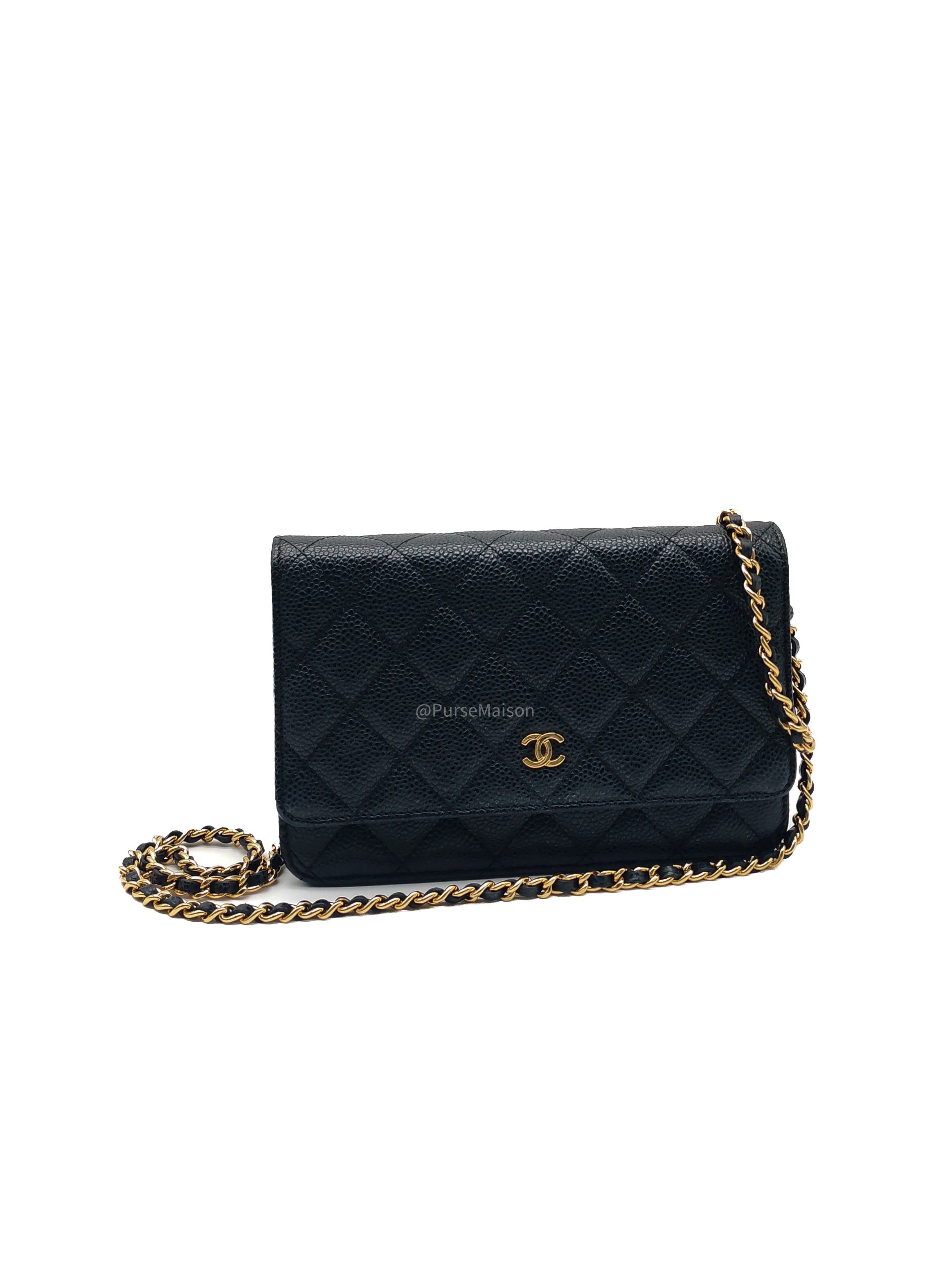 Chanel Classic Wallet on Chain in Black Caviar Leather and Gold Hardware Series 29