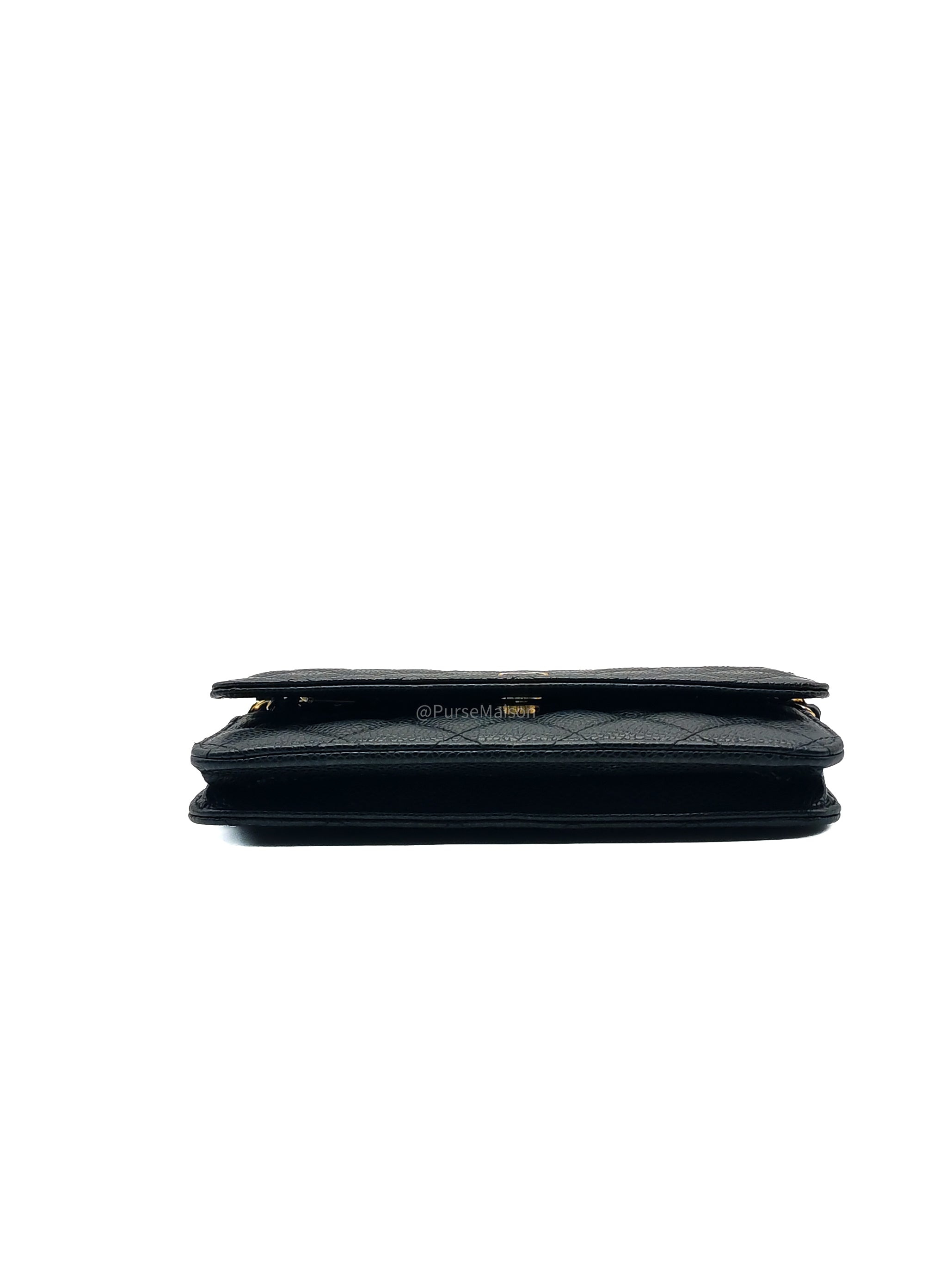 Chanel Classic Wallet on Chain in Black Caviar Leather and Gold Hardware Series 29