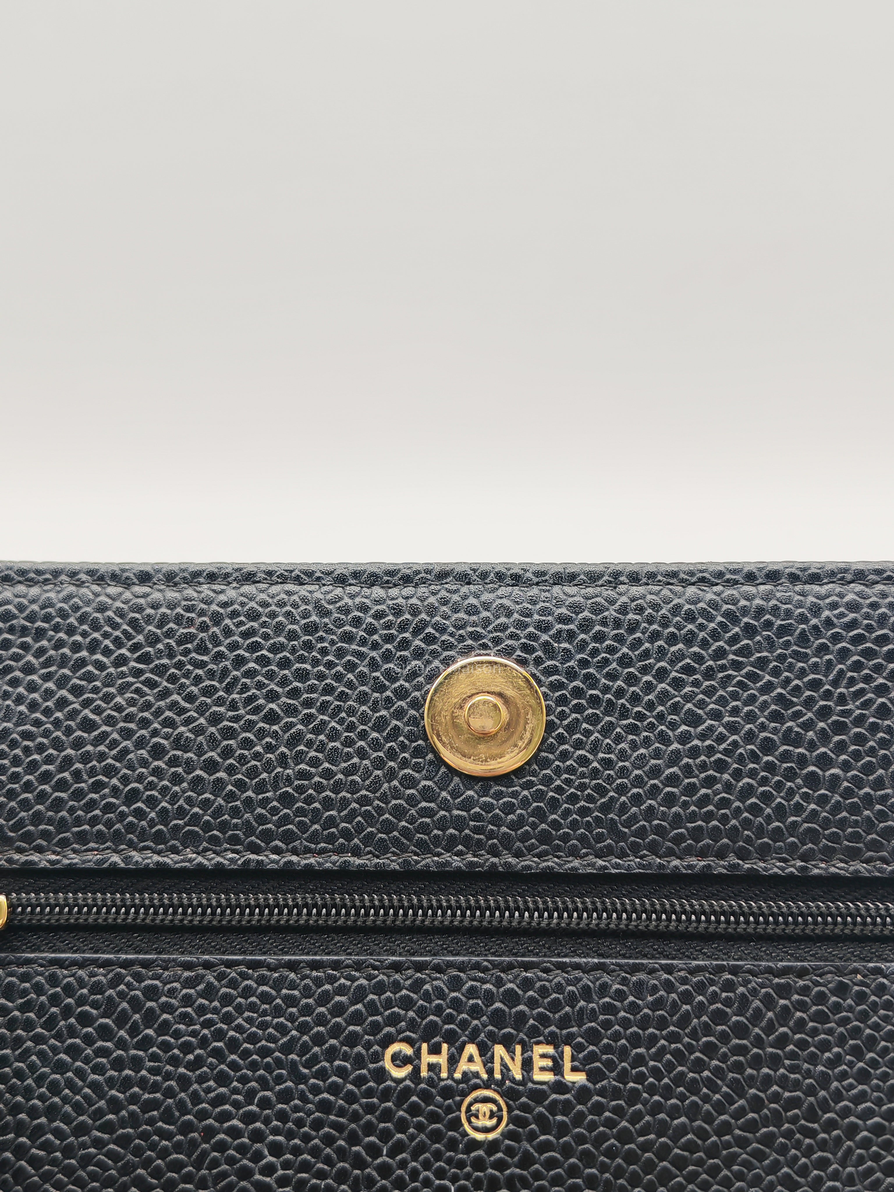 Chanel Classic Wallet on Chain in Black Caviar Leather and Gold Hardware Series 29