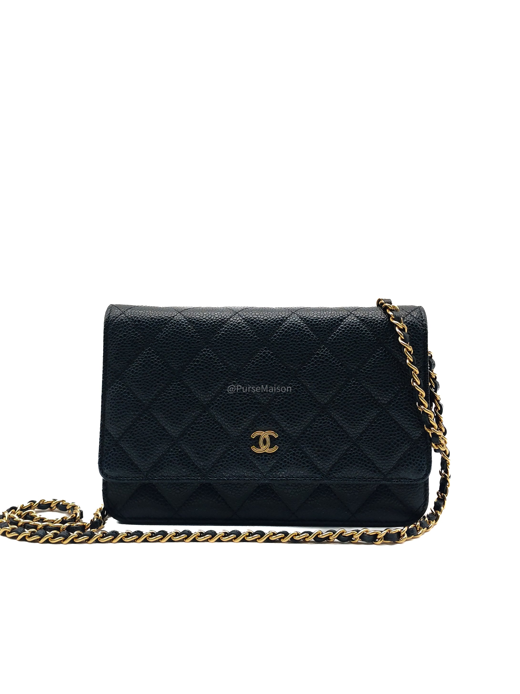 Chanel Classic Wallet on Chain in Black Caviar Leather and Gold Hardware Series 29