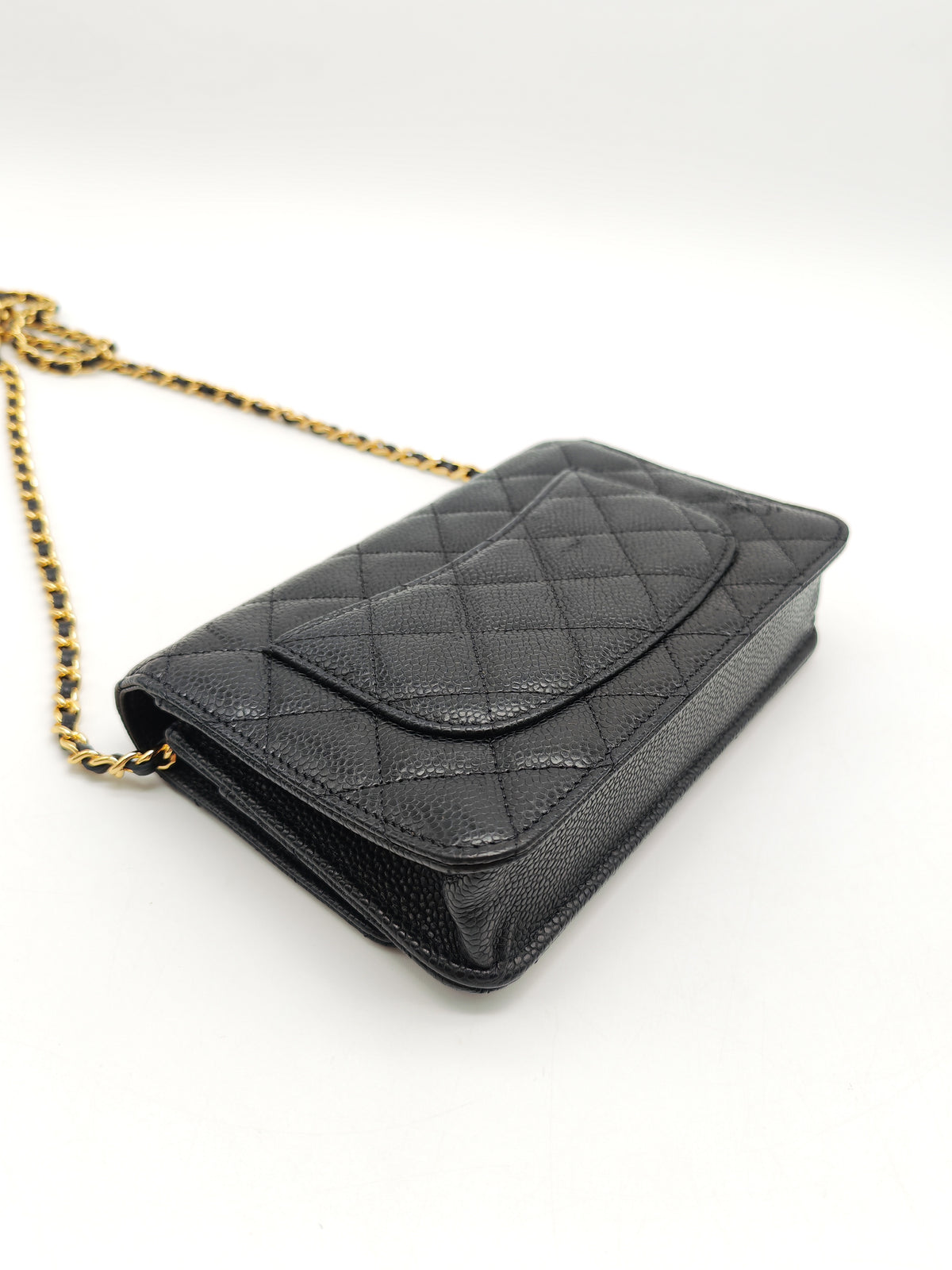 Chanel Classic Wallet on Chain (WOC) in Black Caviar Leather Gold Hardware (Series 30****12)