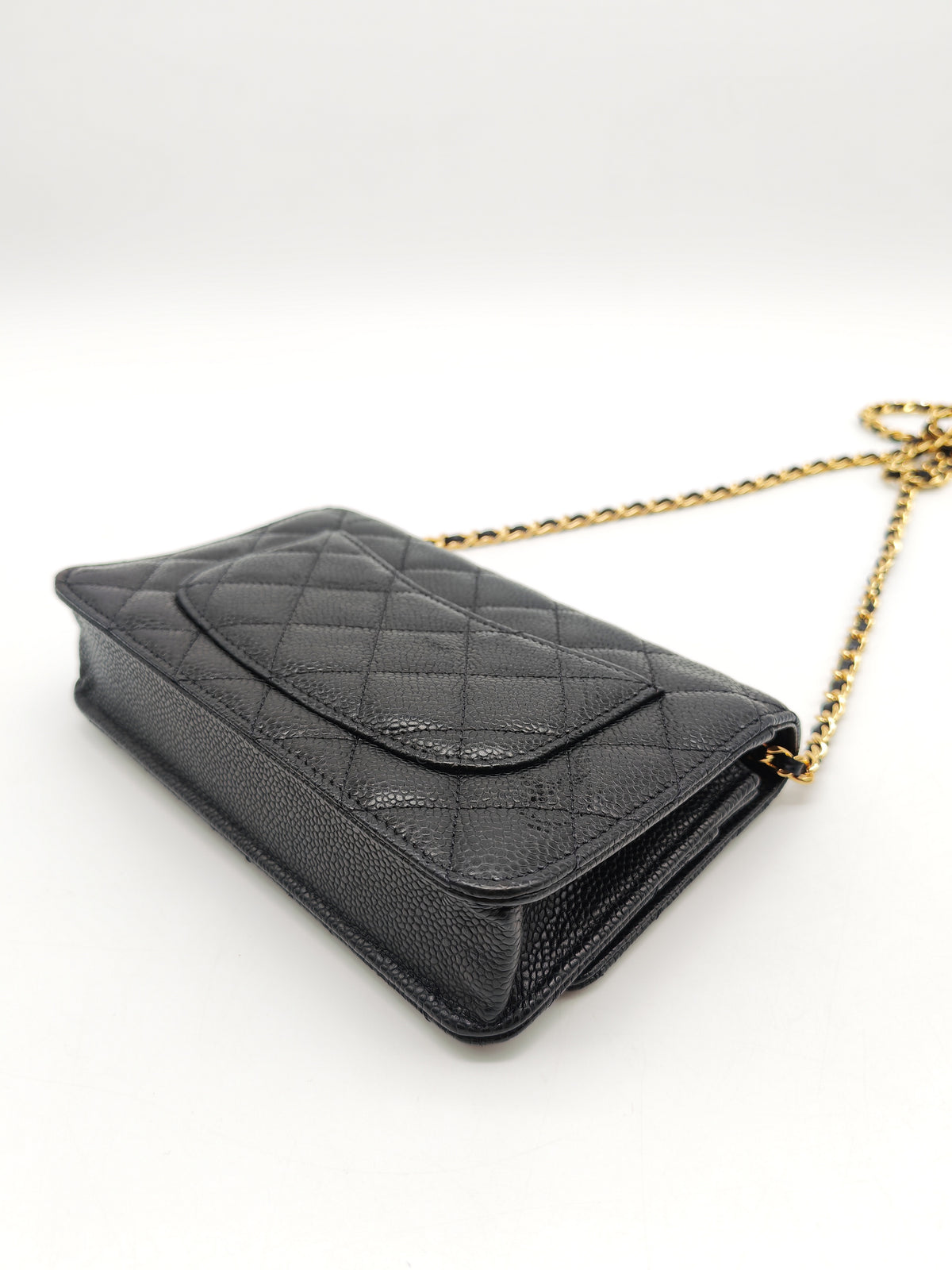 Chanel Classic Wallet on Chain (WOC) in Black Caviar Leather Gold Hardware (Series 30****12)