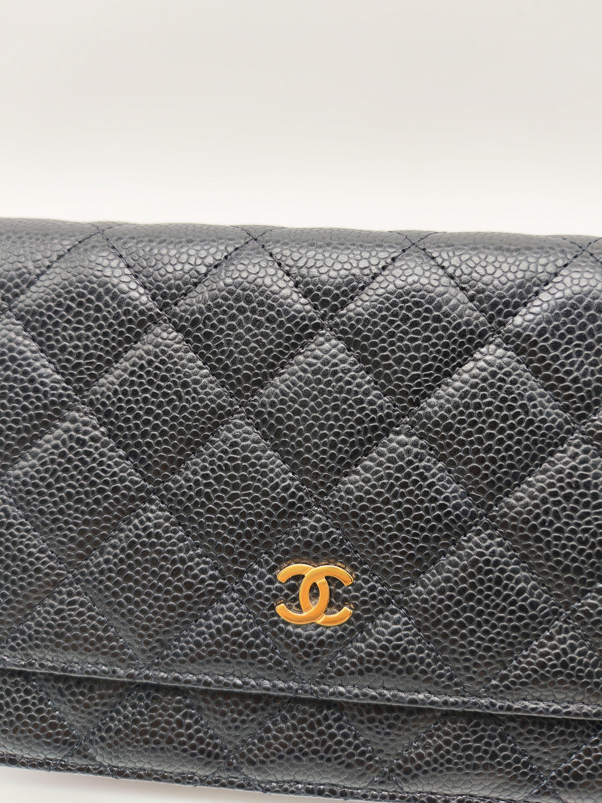 Chanel Classic Wallet on Chain (WOC) in Black Caviar Leather Gold Hardware (Series 30****12)
