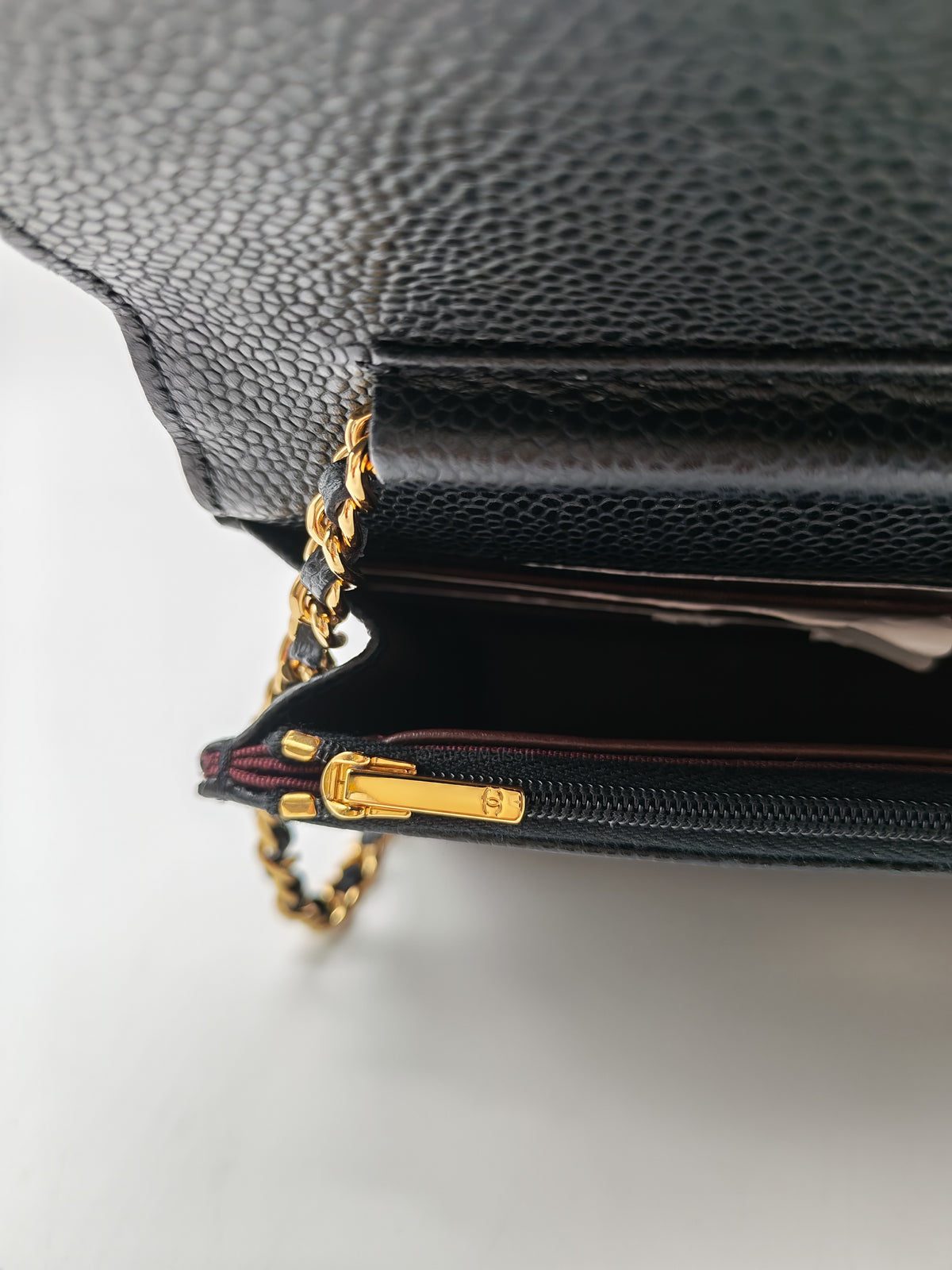 Chanel Classic Wallet on Chain (WOC) in Black Caviar Leather Gold Hardware (Series 30****12)