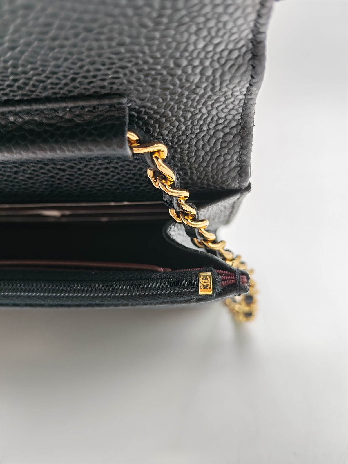 Chanel Classic Wallet on Chain (WOC) in Black Caviar Leather Gold Hardware (Series 30****12)