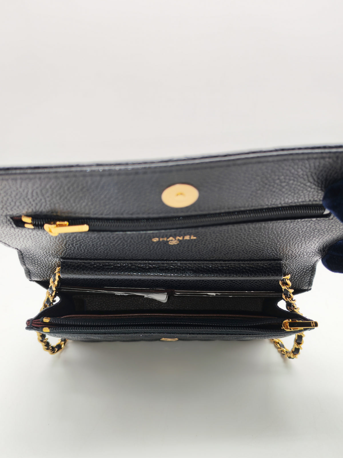Chanel Classic Wallet on Chain (WOC) in Black Caviar Leather Gold Hardware (Series 30****12)