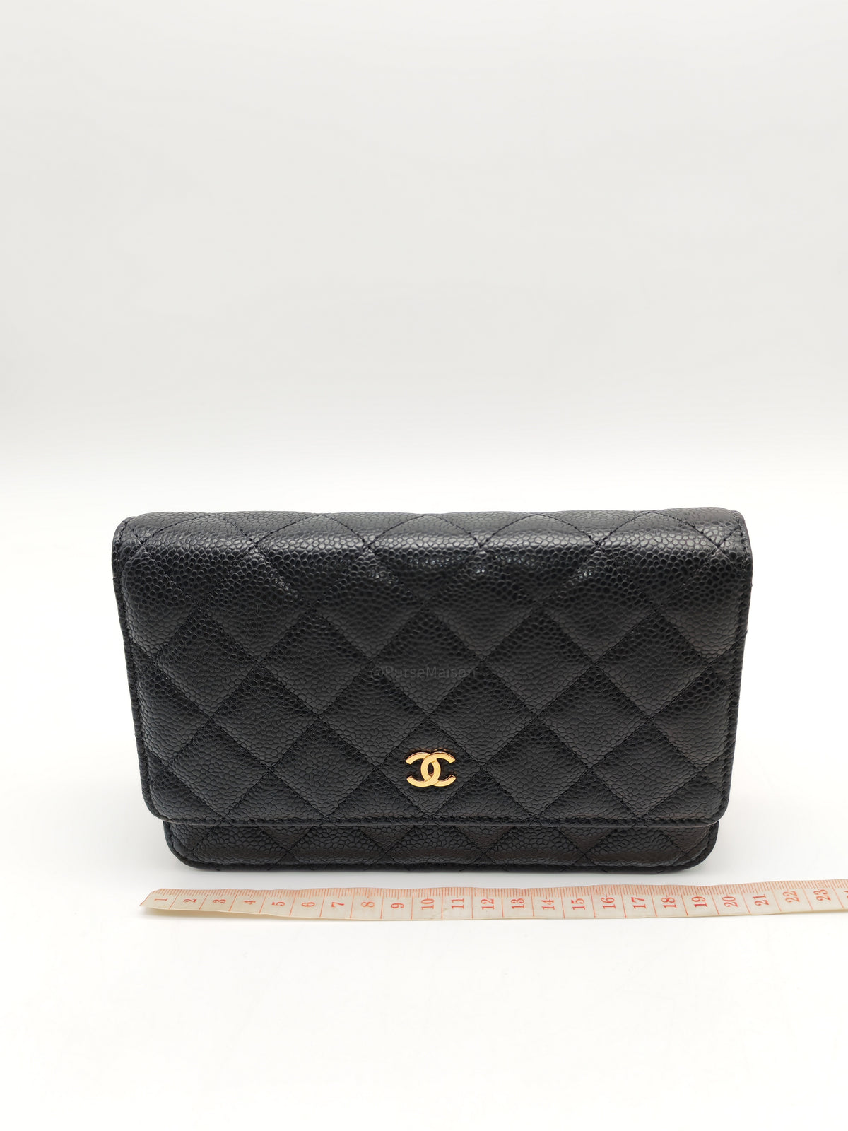 Chanel Classic Wallet on Chain (WOC) in Black Caviar Leather Gold Hardware (Series 30****12)