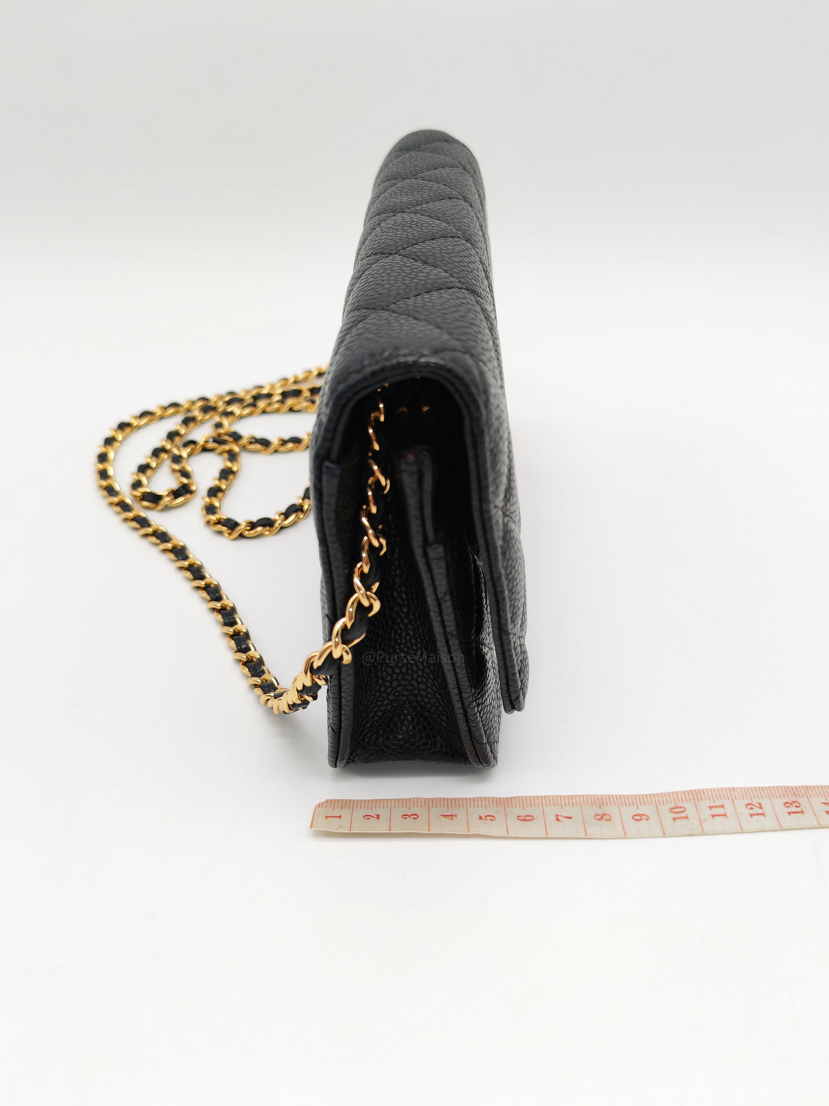 Chanel Classic Wallet on Chain (WOC) in Black Caviar Leather Gold Hardware (Series 30****12)