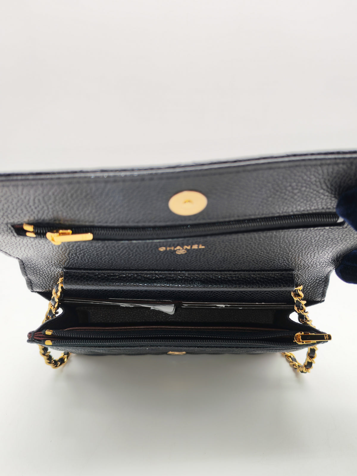 Chanel Classic Wallet on Chain (WOC) in Black Caviar Leather Gold Hardware (Series 30****12)