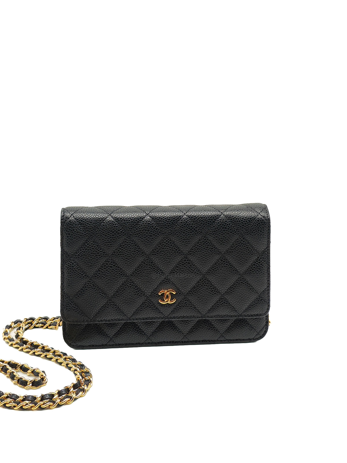 Chanel Classic Wallet on Chain (WOC) in Black Caviar Leather Gold Hardware (Series 30****12)