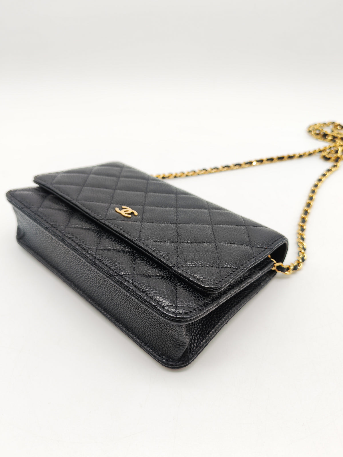 Chanel Classic Wallet on Chain (WOC) in Black Caviar Leather Gold Hardware (Series 30****12)