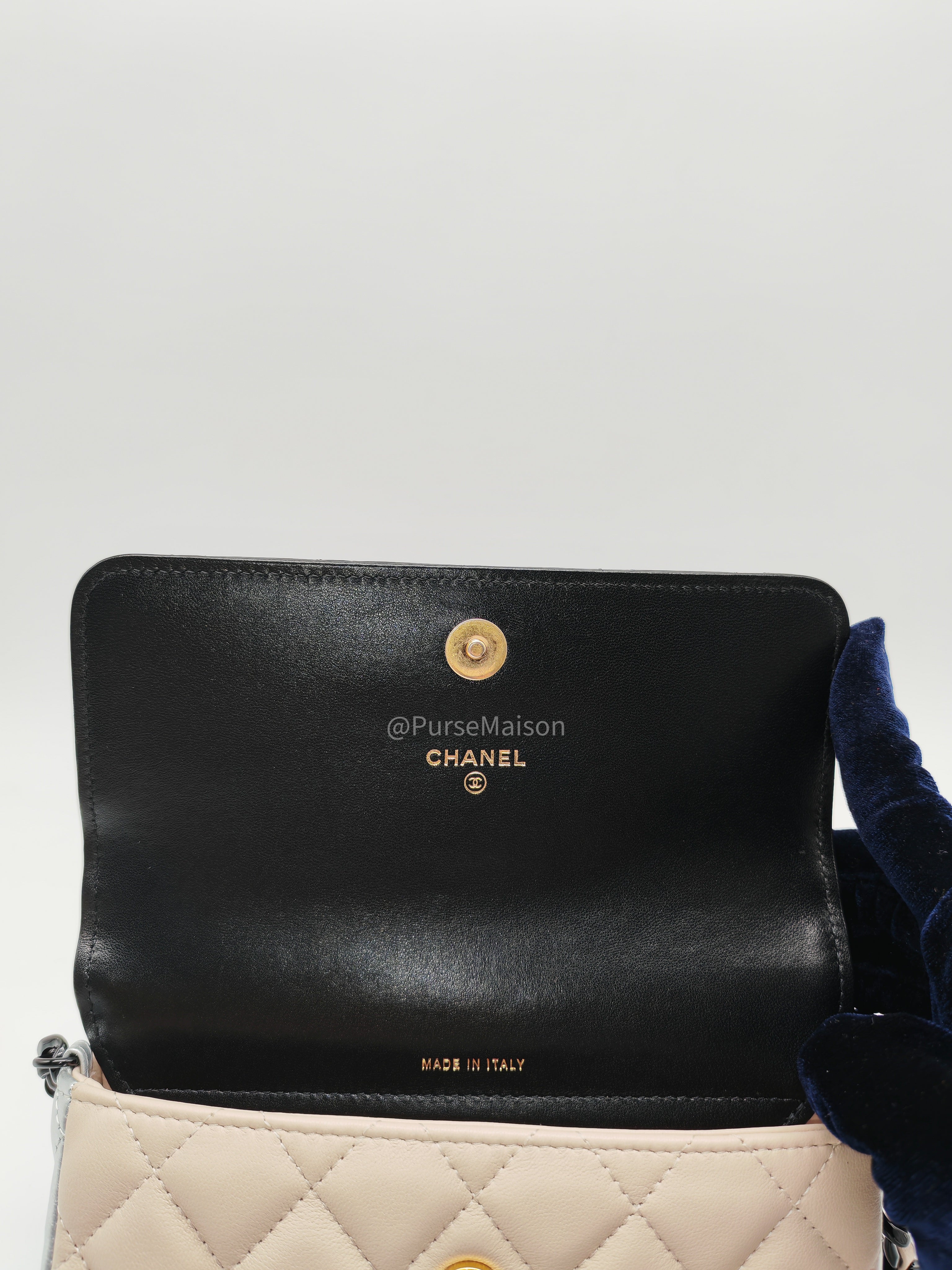 Chanel Color Burst Clutch in Lambskin Leather With Black Polished Metal Chain Strap Bag (Microchip)