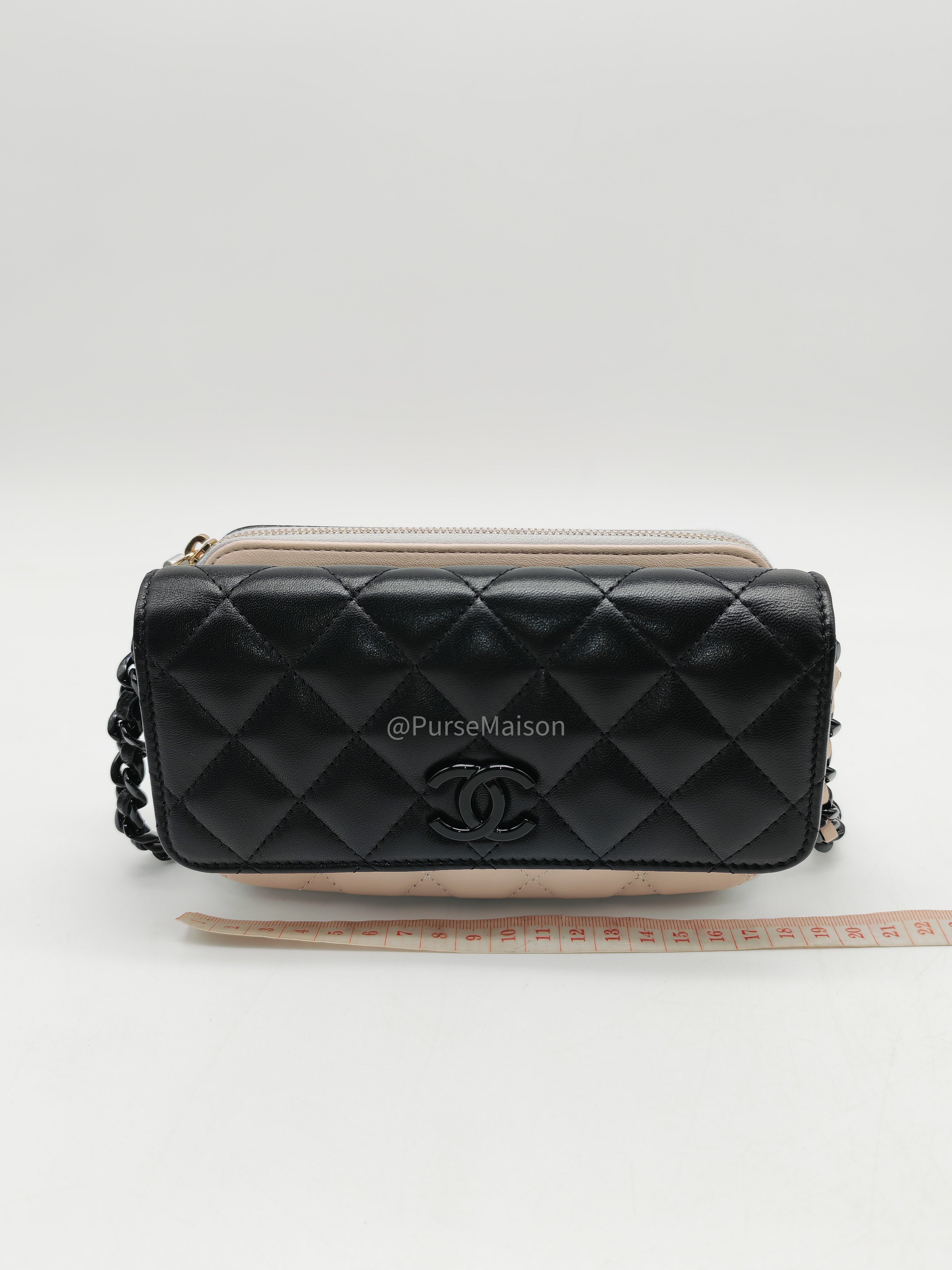 Chanel Color Burst Clutch in Lambskin Leather With Black Polished Metal Chain Strap Bag (Microchip)