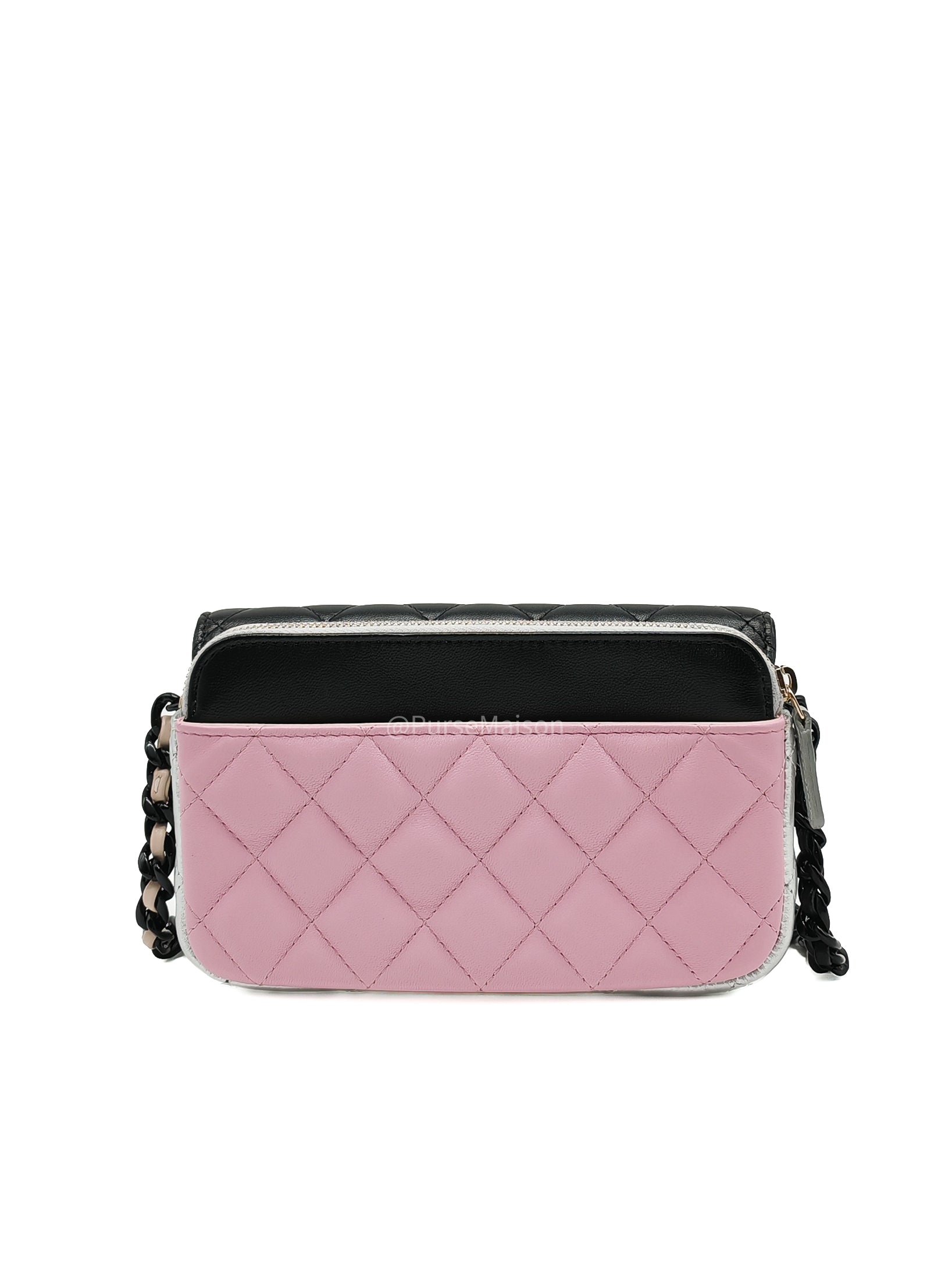 Chanel Color Burst Clutch in Lambskin Leather With Black Polished Metal Chain Strap Bag (Microchip)