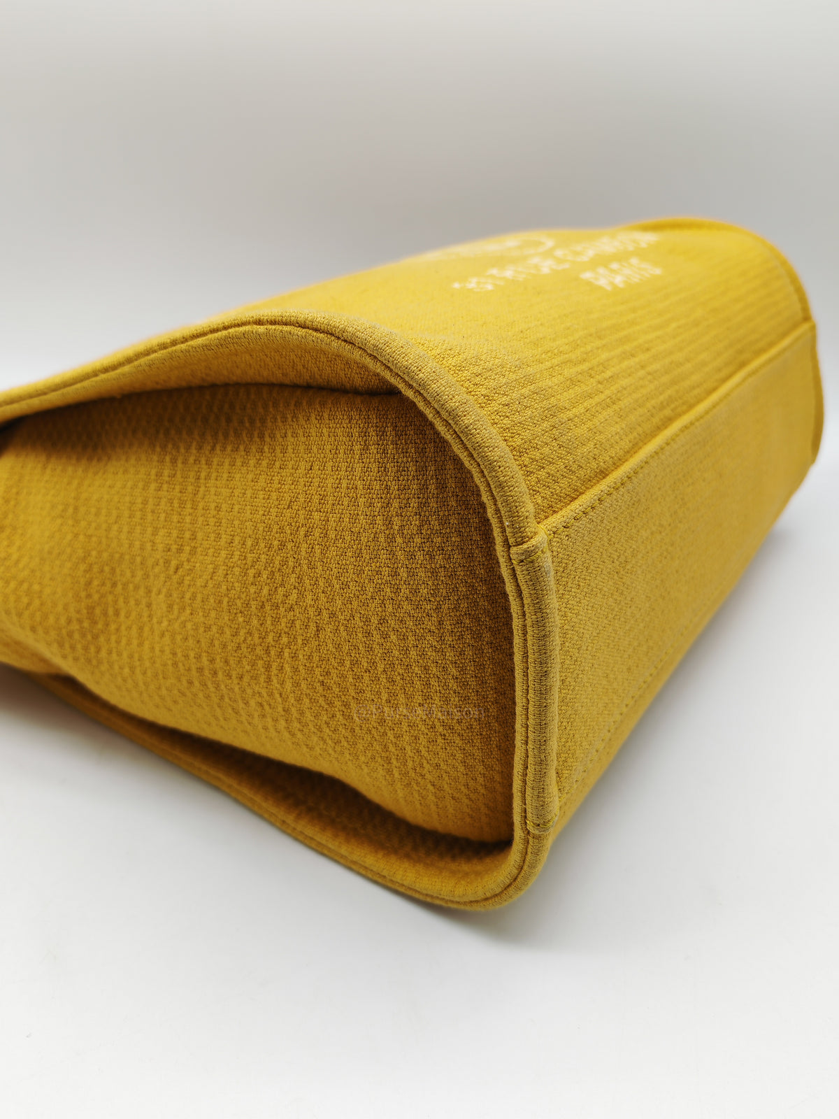 Chanel Deauville Tote Bag in Vibrant Yellow Mixed Fibers and Light Gold Hardware Microchip | Purse Maison Luxury Bags Shop