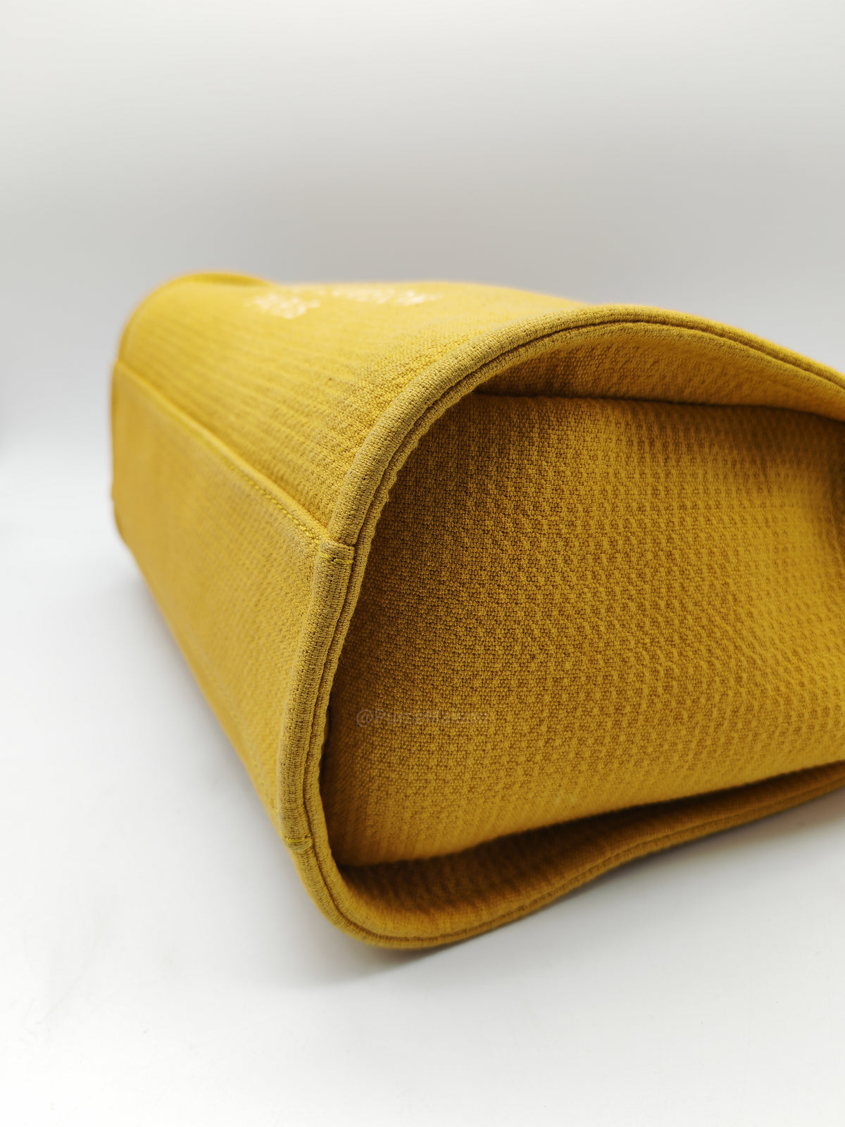 Chanel Deauville Tote Bag in Vibrant Yellow Mixed Fibers and Light Gold Hardware Microchip | Purse Maison Luxury Bags Shop