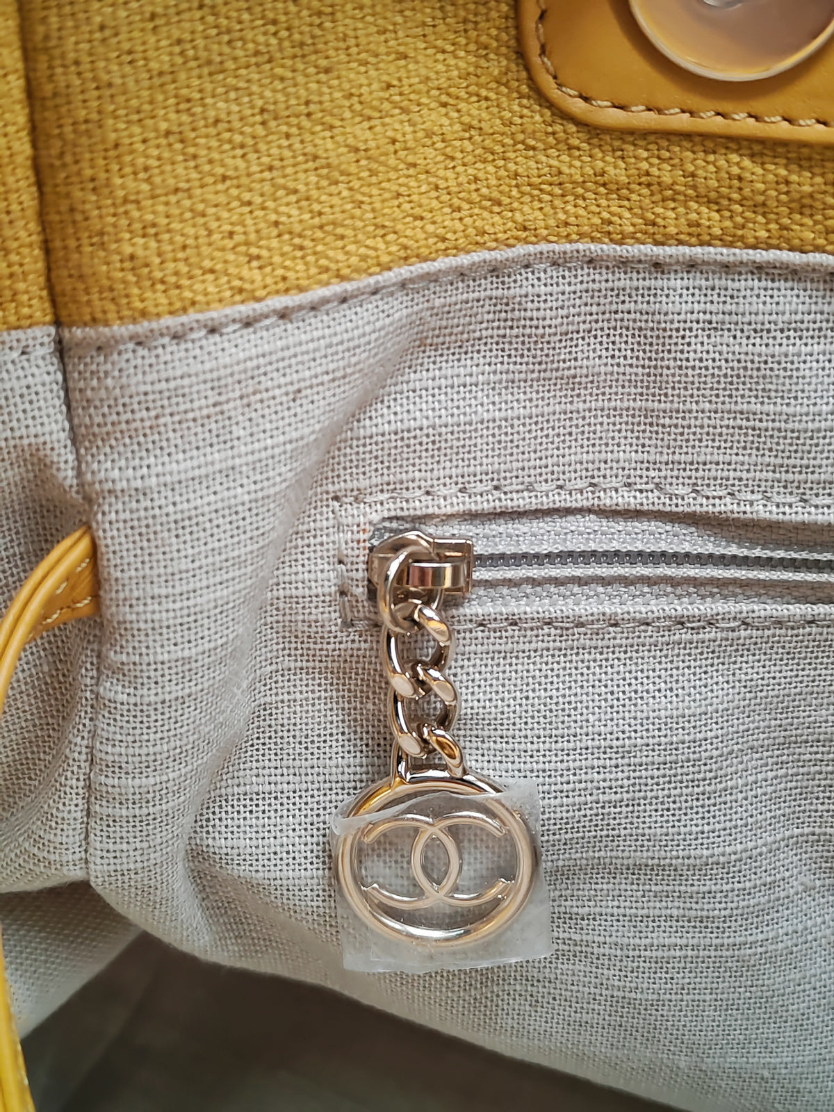 Chanel Deauville Tote Bag in Vibrant Yellow Mixed Fibers and Light Gold Hardware Microchip | Purse Maison Luxury Bags Shop