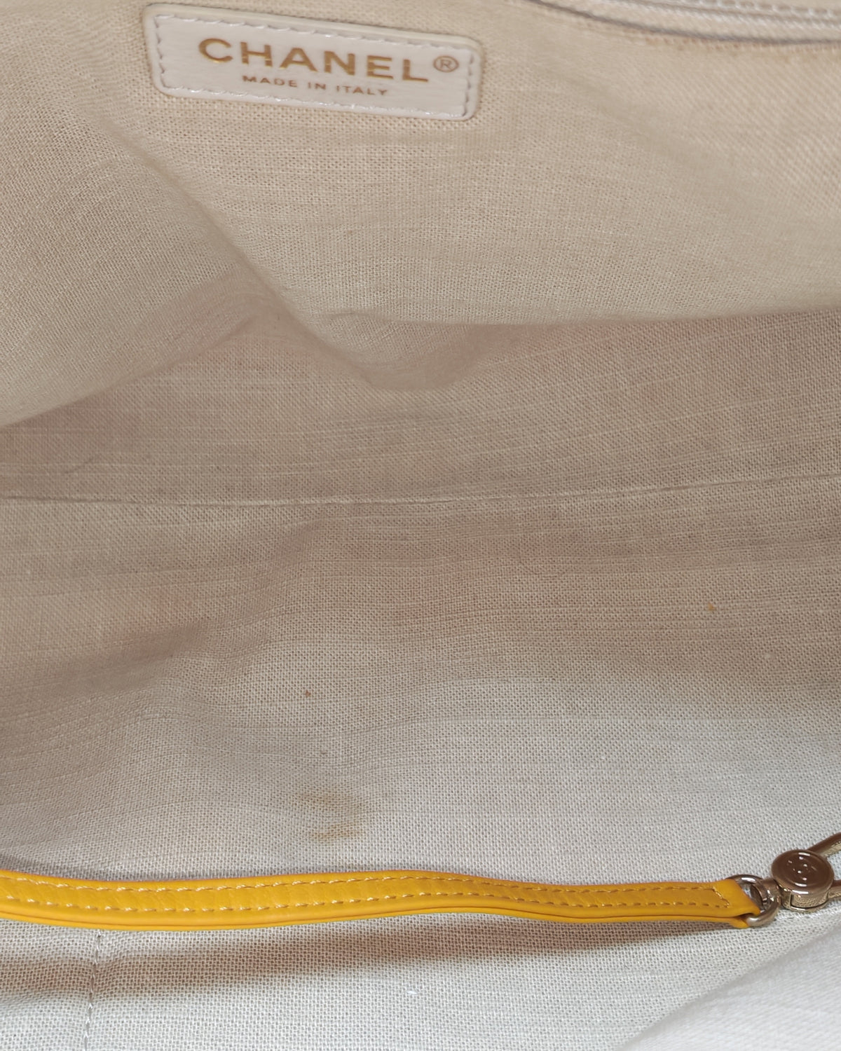 Chanel Deauville Tote Bag in Vibrant Yellow Mixed Fibers and Light Gold Hardware Microchip | Purse Maison Luxury Bags Shop