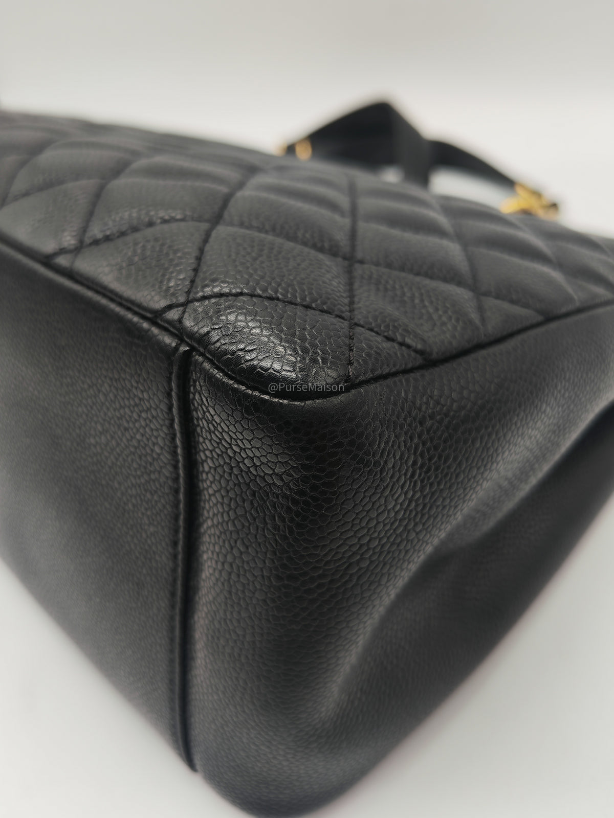 Chanel Grand Shopping Tote (GST) in Black Quilted Caviar Leather and Gold Hardware Series 13
