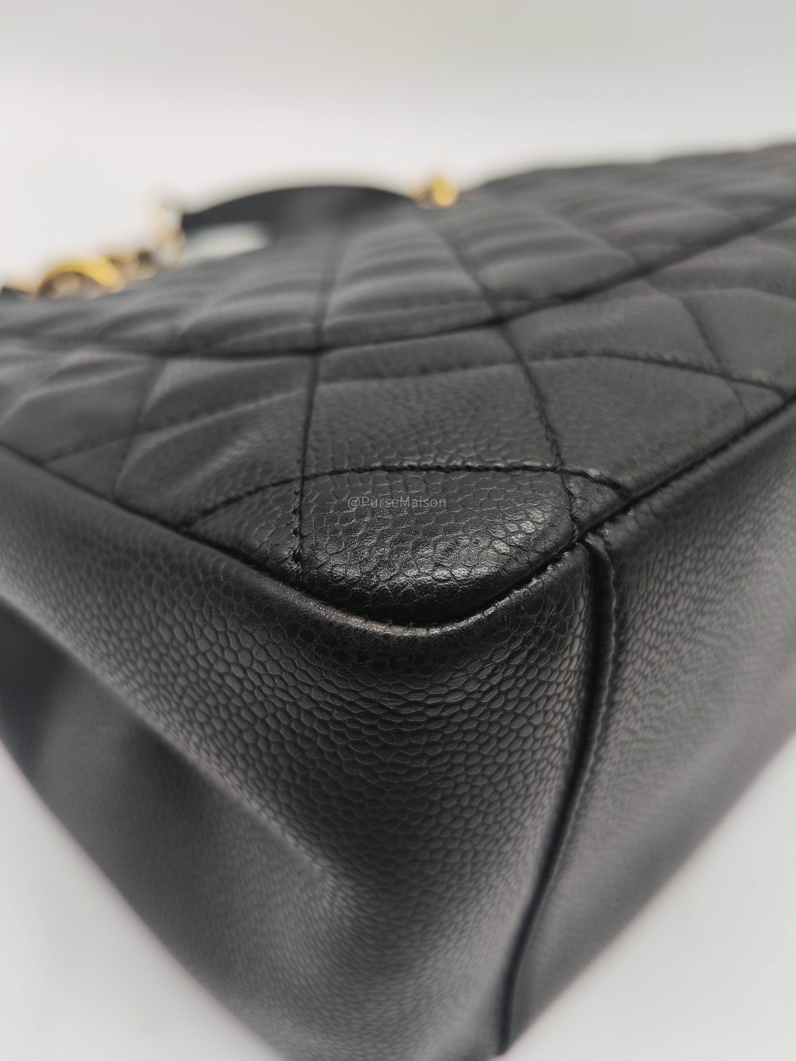 Chanel Grand Shopping Tote (GST) in Black Quilted Caviar Leather and Gold Hardware Series 13