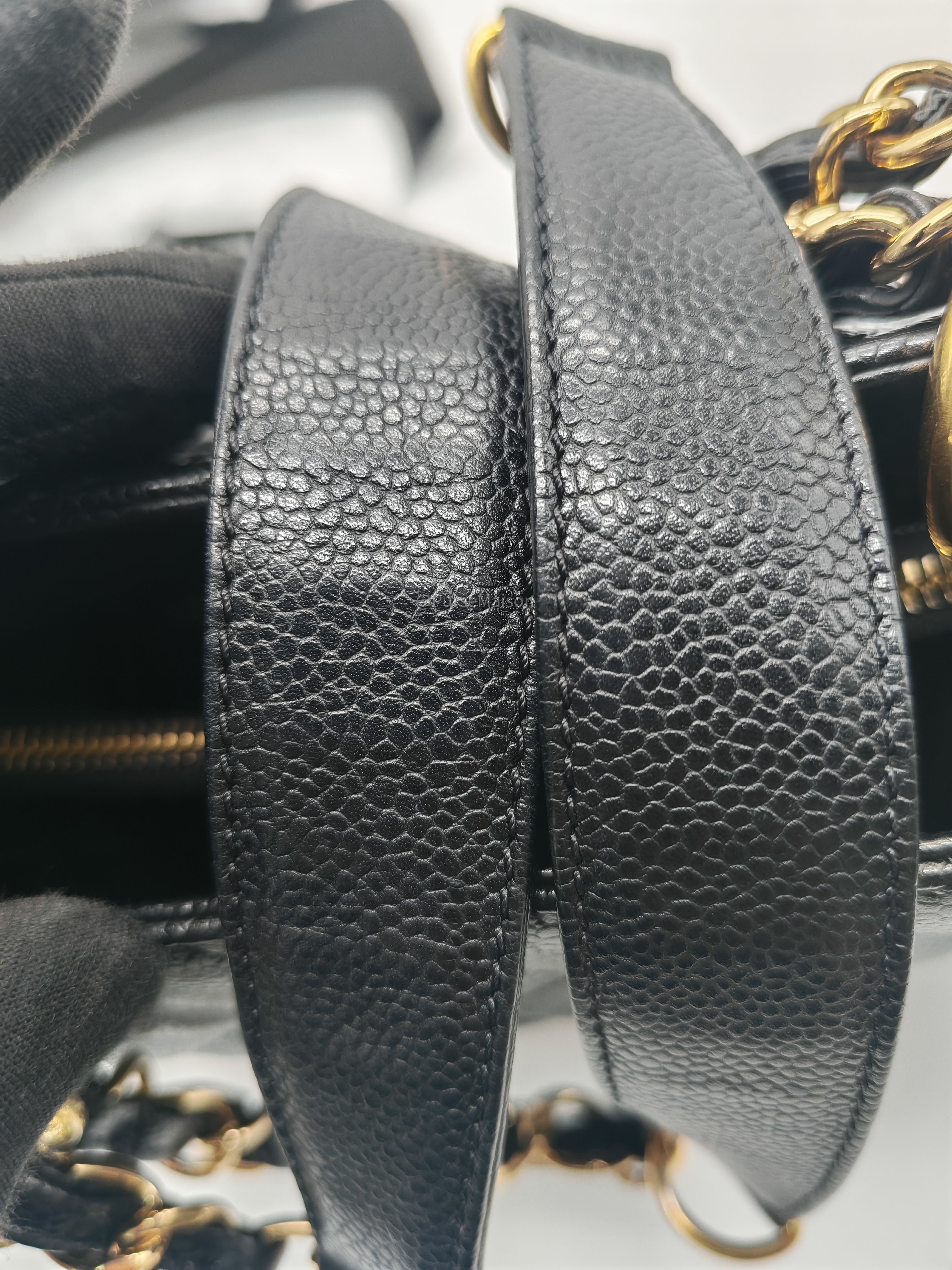 Chanel Grand Shopping Tote (GST) in Black Quilted Caviar Leather and Gold Hardware Series 13